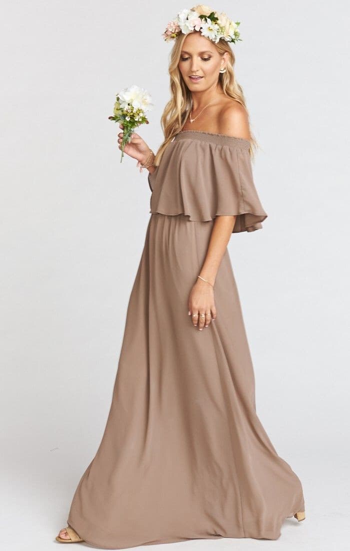 Show Me Your Mumu Hacienda Bridesmaid Chiffon Maxi Dress Convertible Brown Sz.S - Thumbnail 4