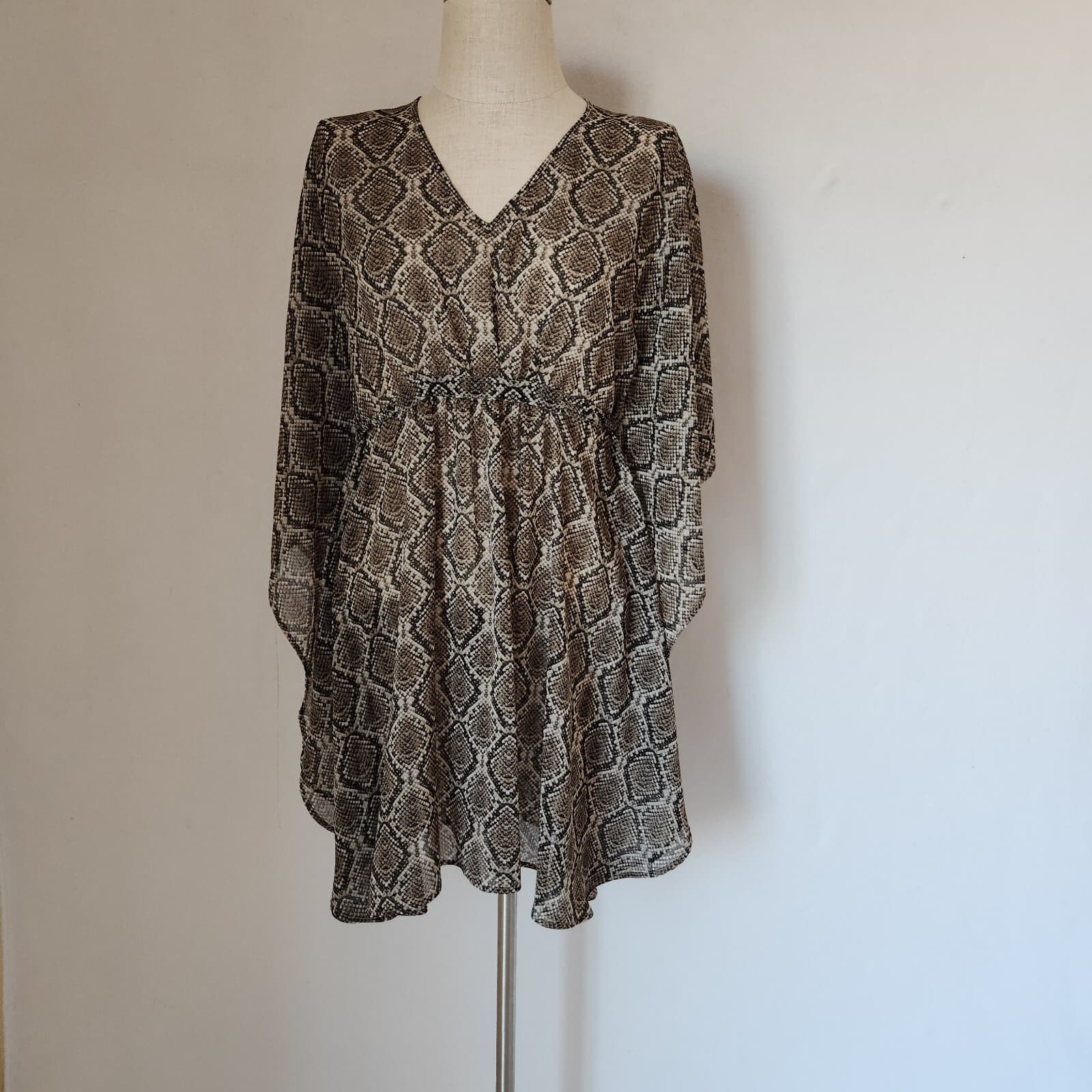 Tommy Bahama Snakeskin Printed Beach Swim Cover Up Sheer Chiffon Brown Sz.S/M - Thumbnail 3