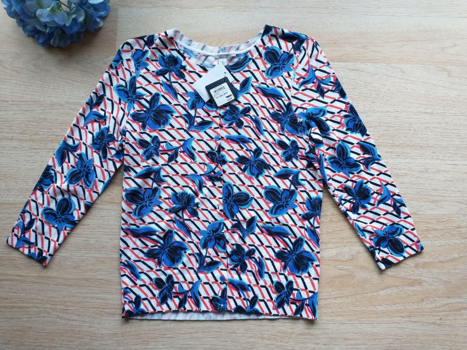 NWT Halogen Thema Floral Cardigan Viscose Blend 3/4 Sleeve Multicolor Sz.M $46 - Thumbnail 6