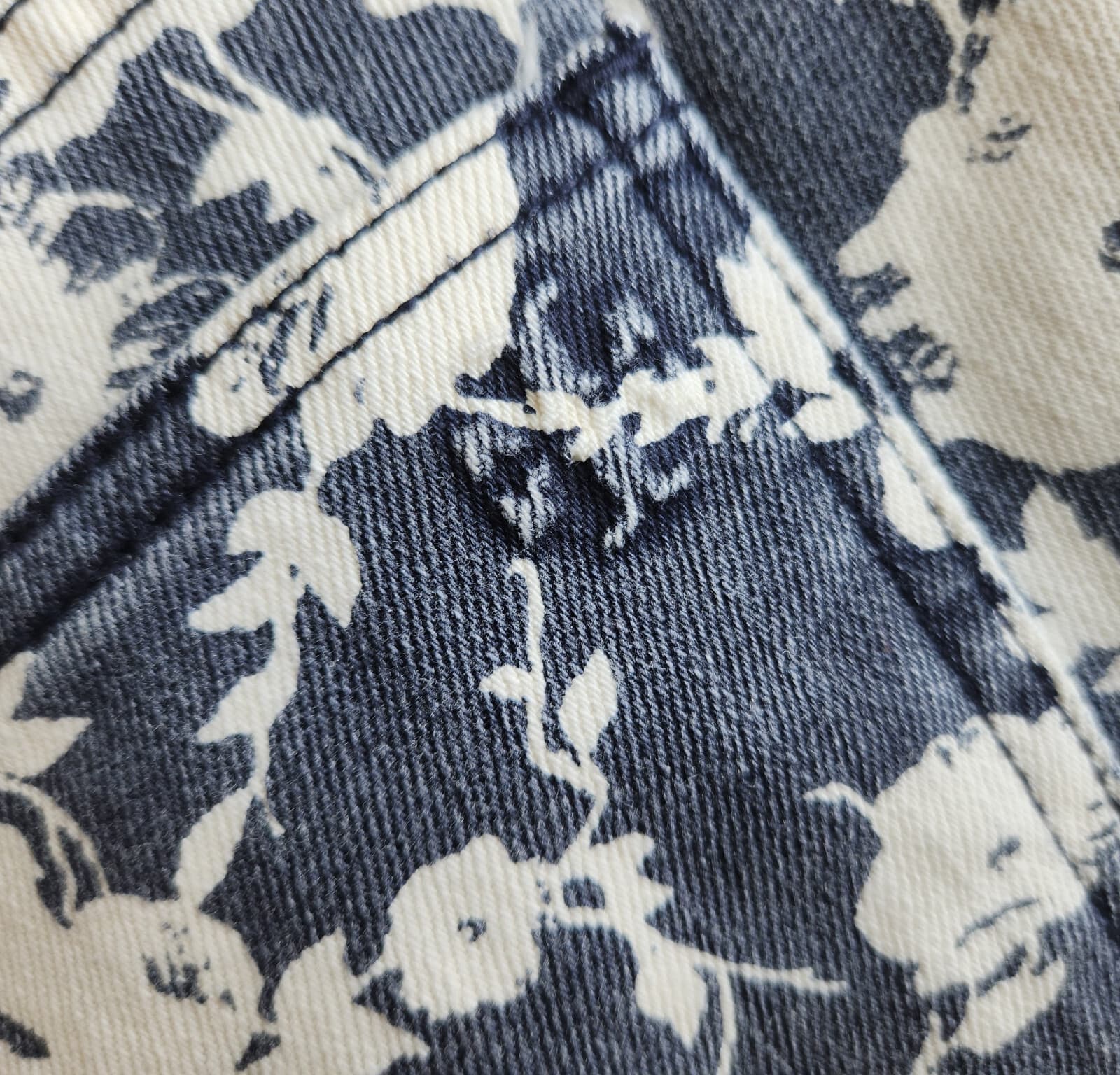 Tory Burch Alexa Floral Cropped Skinny Jeans Zip Stretch Beige Blue Women's 27 - Thumbnail 10
