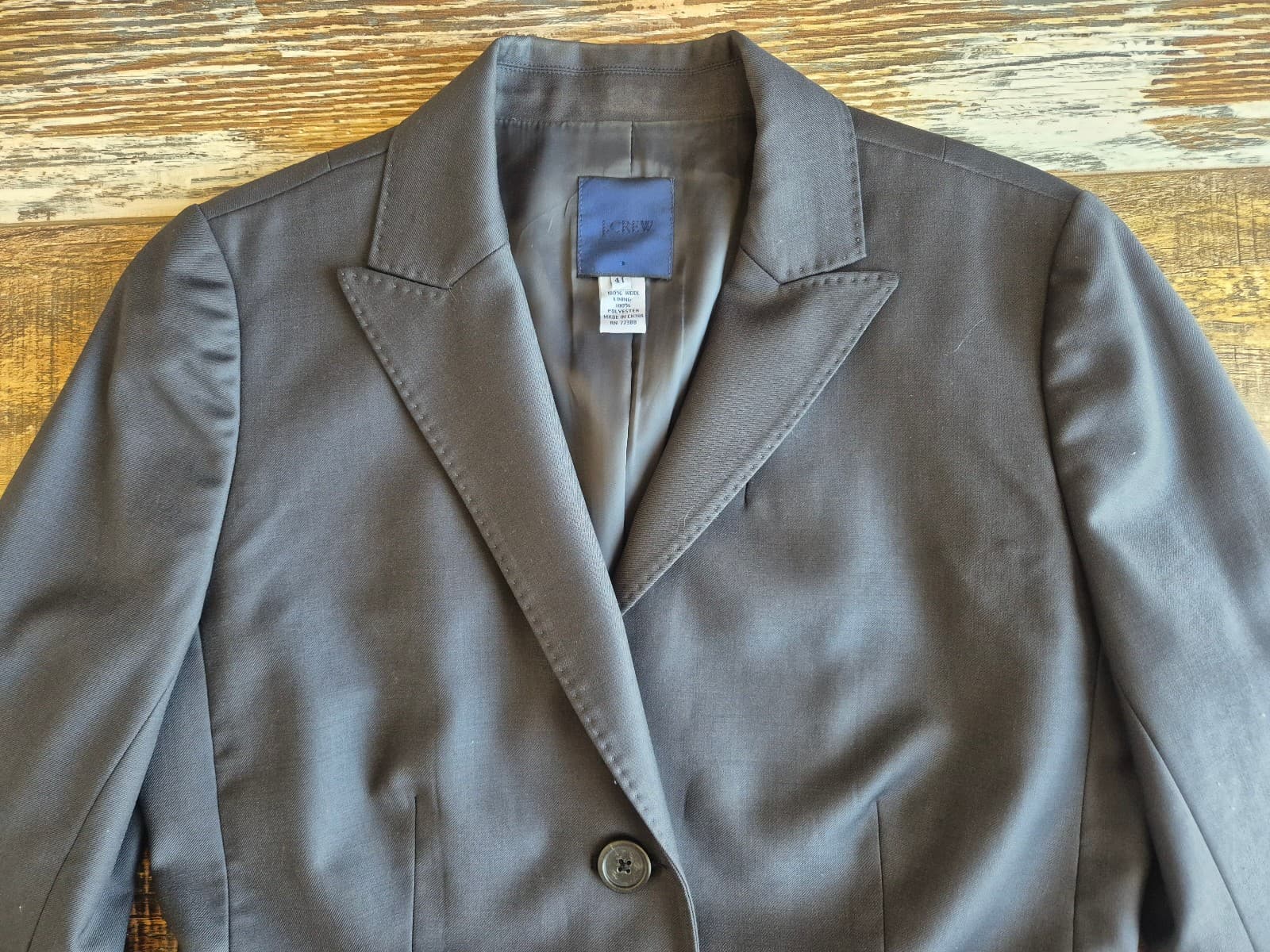 J.Crew Super 120's Wool Single-Breast Two Button Schoolboy Blazer Grey Womens 4T - Thumbnail 3