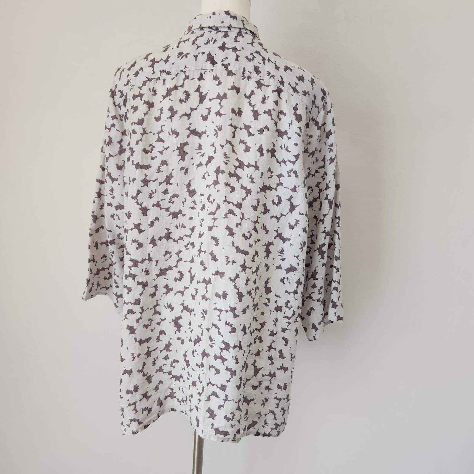 J.Jill Love Linen Essential Shirt Button-Up Tunic Granite Daisy Shadow Sz.XLP - Thumbnail 5