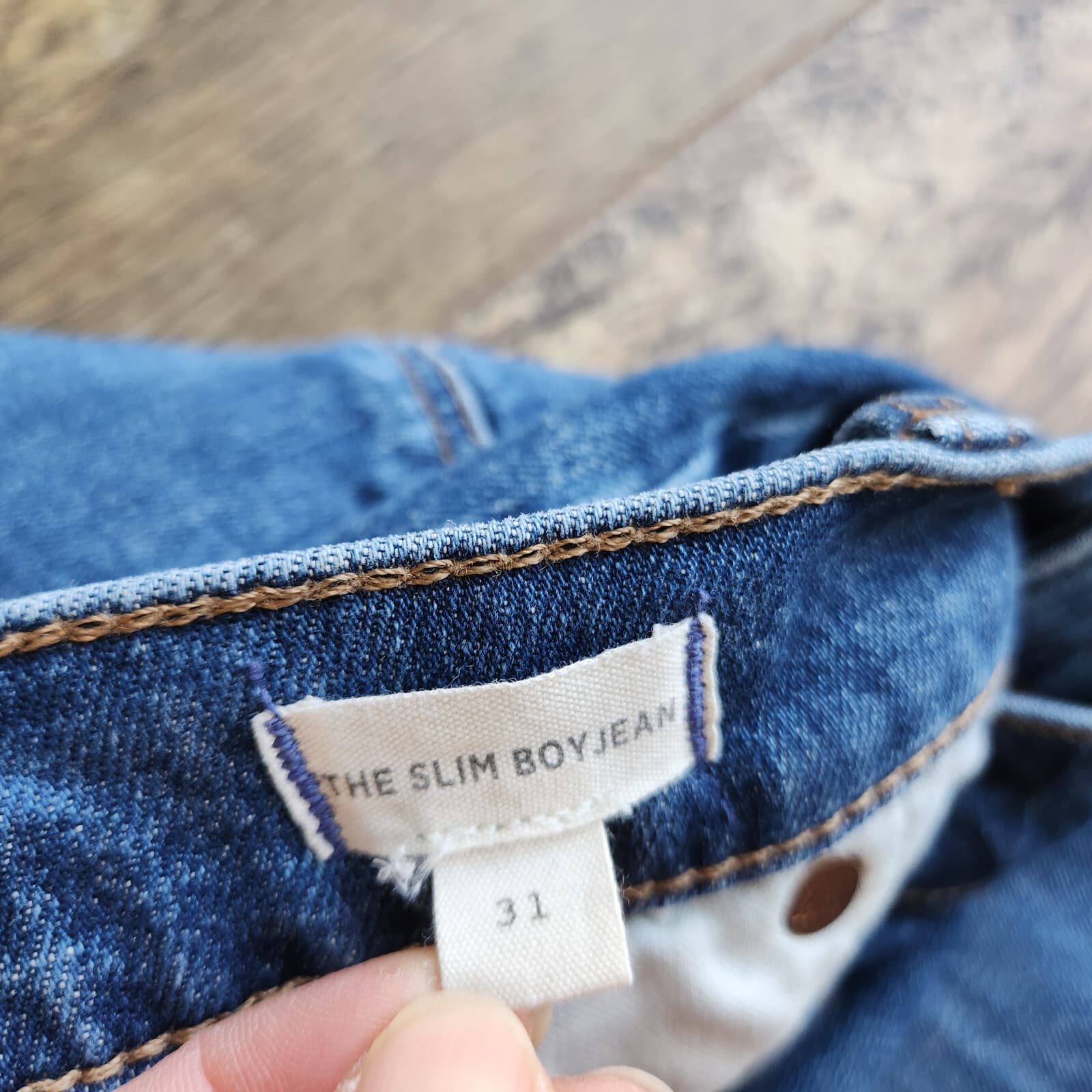 Madewell The Slim Boyjean High Rise Relaxed-Leg Zip Cotton Blend Blue Women's 31 - Thumbnail 10