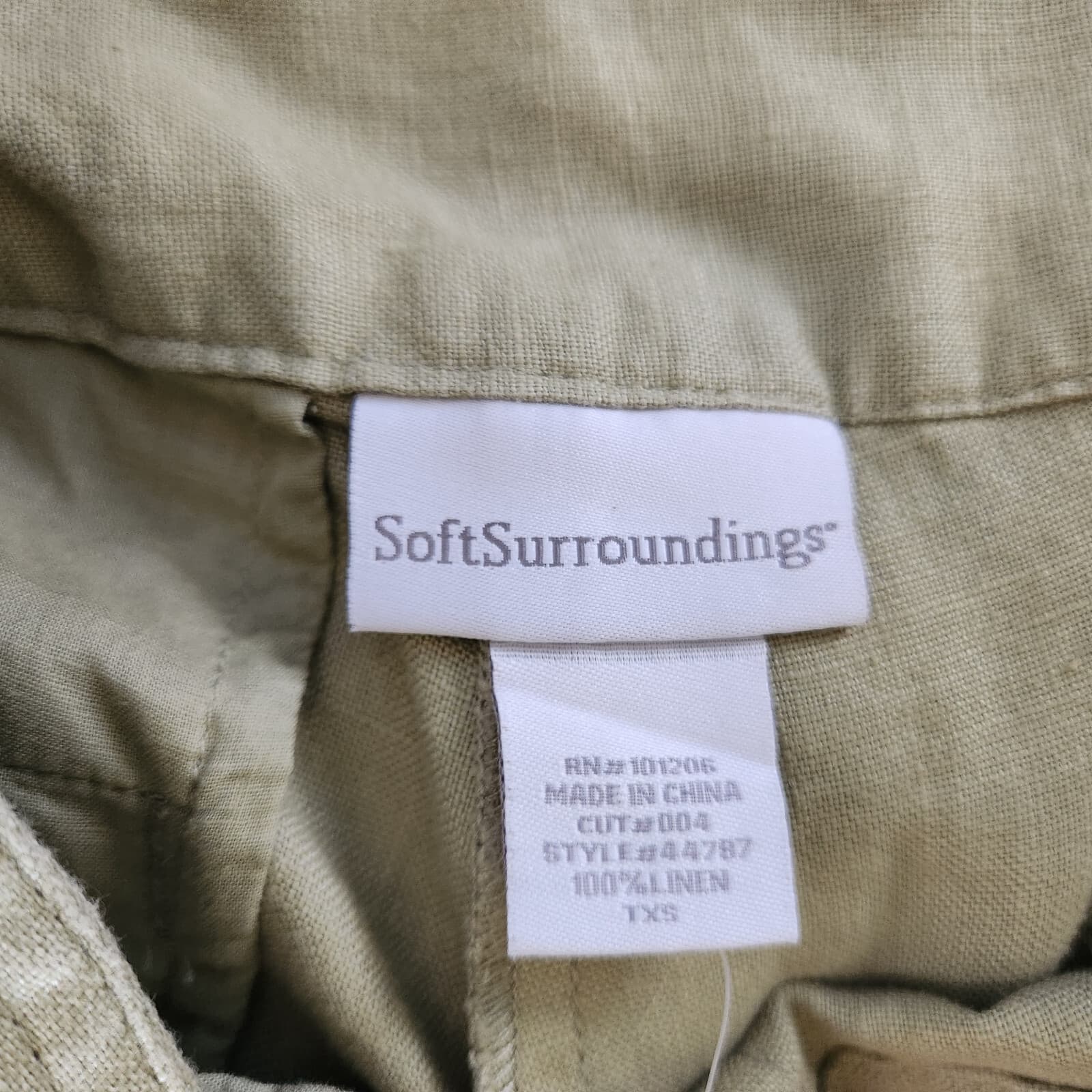 Soft Surroundings 100% Linen Frot Pleat Wide Leg Pants Pocket Zip Green XS-Tall - Thumbnail 7