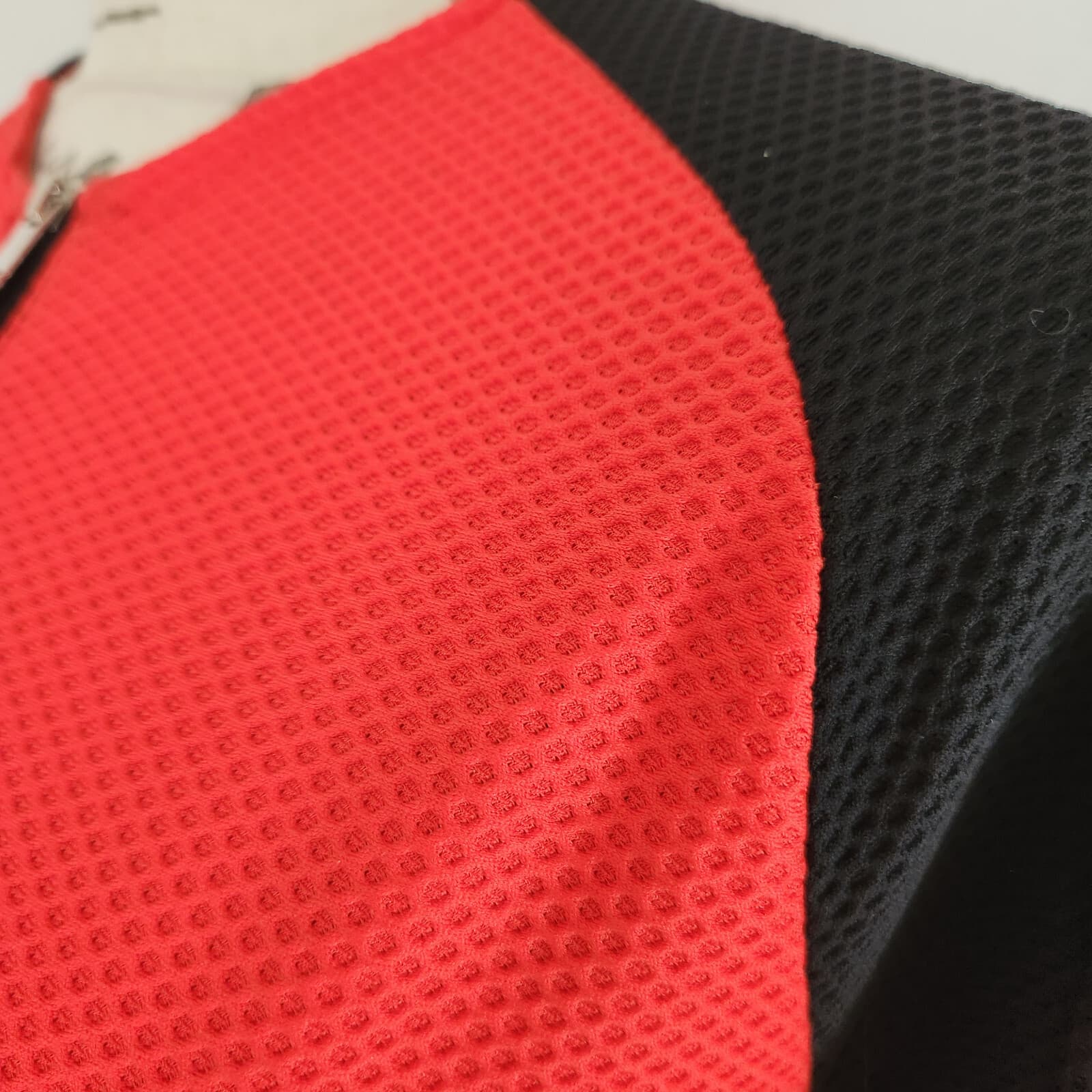 Lauren Ralph Lauren Quarter Zip Waffle Knit Activewear Top Red Black Women's L - Thumbnail 4