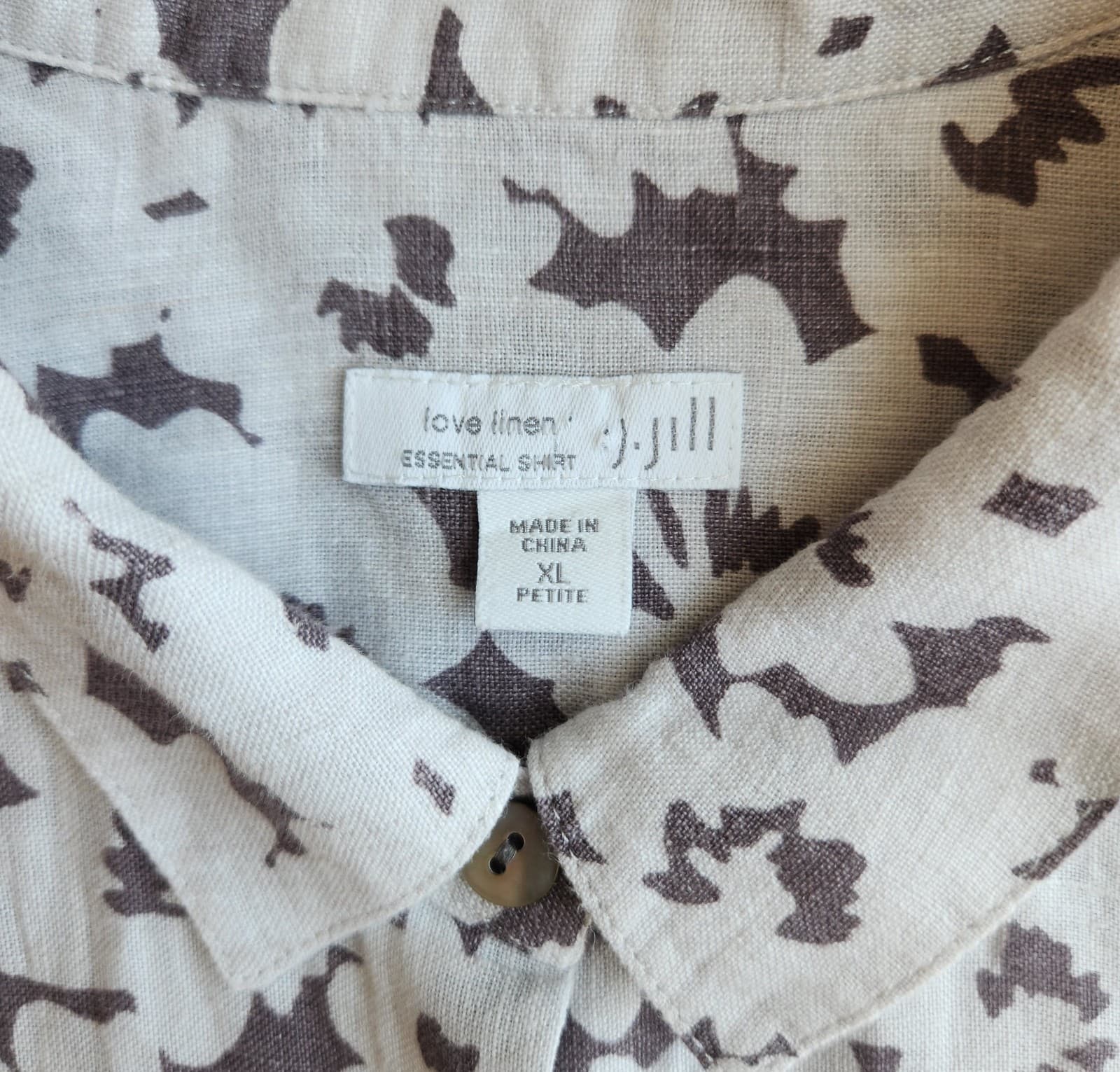 J.Jill Love Linen Essential Shirt Button-Up Tunic Granite Daisy Shadow Sz.XLP - Thumbnail 7
