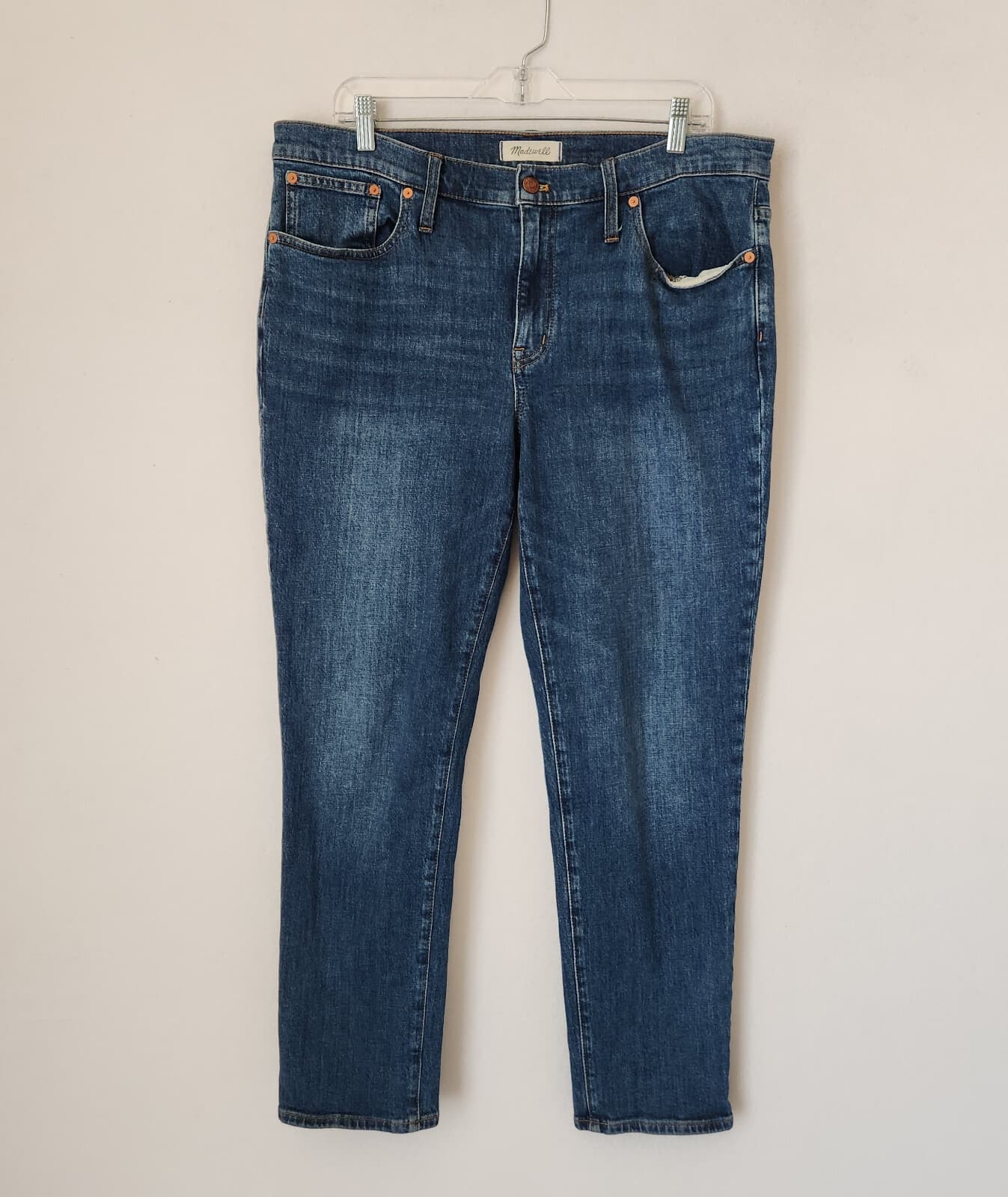 Madewell The Slim Boyjean High Rise Relaxed-Leg Zip Cotton Blend Blue Women's 31 - Thumbnail 3