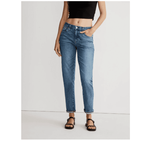 Madewell The Slim Boyjean High Rise Relaxed-Leg Zip Cotton Blend Blue Women's 31 - Thumbnail 2
