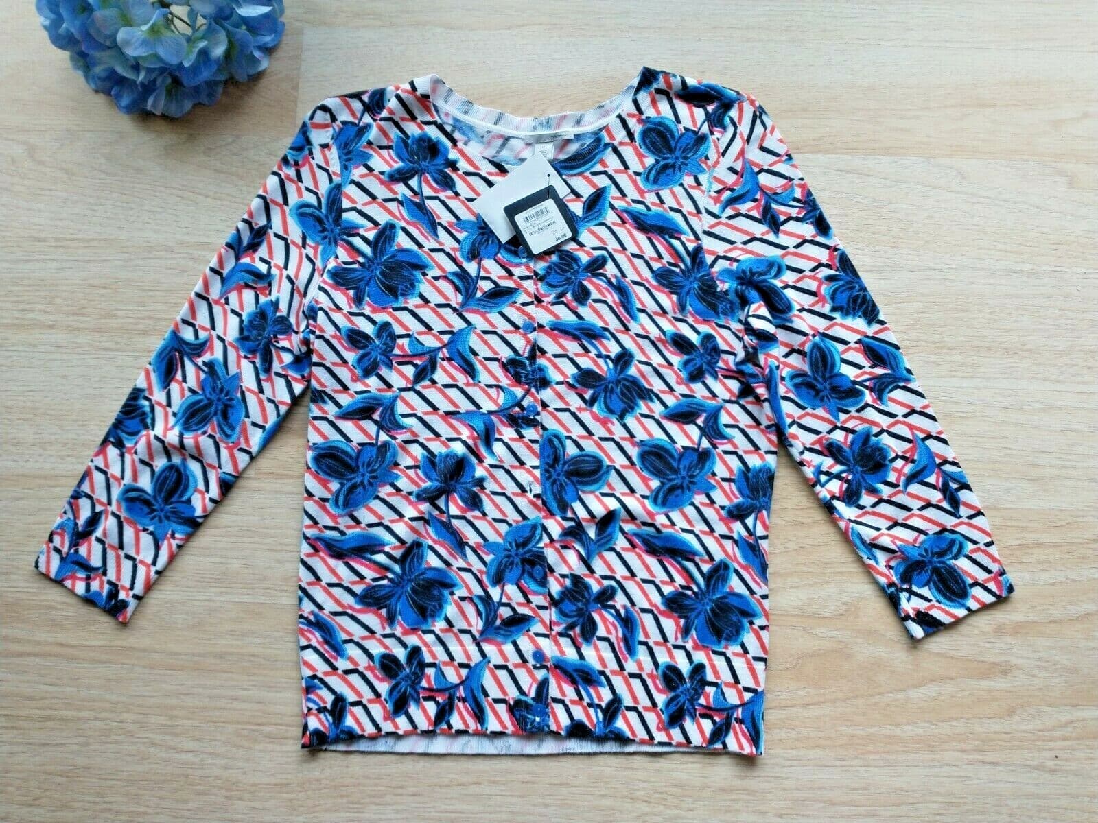 NWT Halogen Thema Floral Cardigan Viscose Blend 3/4 Sleeve Multicolor Sz.M $46 - Thumbnail 3