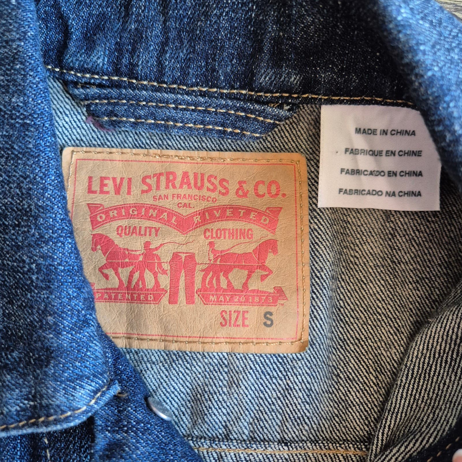 Levi's Blue Denim Trucker Vest Jacket Metal-Button Point Collar Pocket Men's S - Thumbnail 8