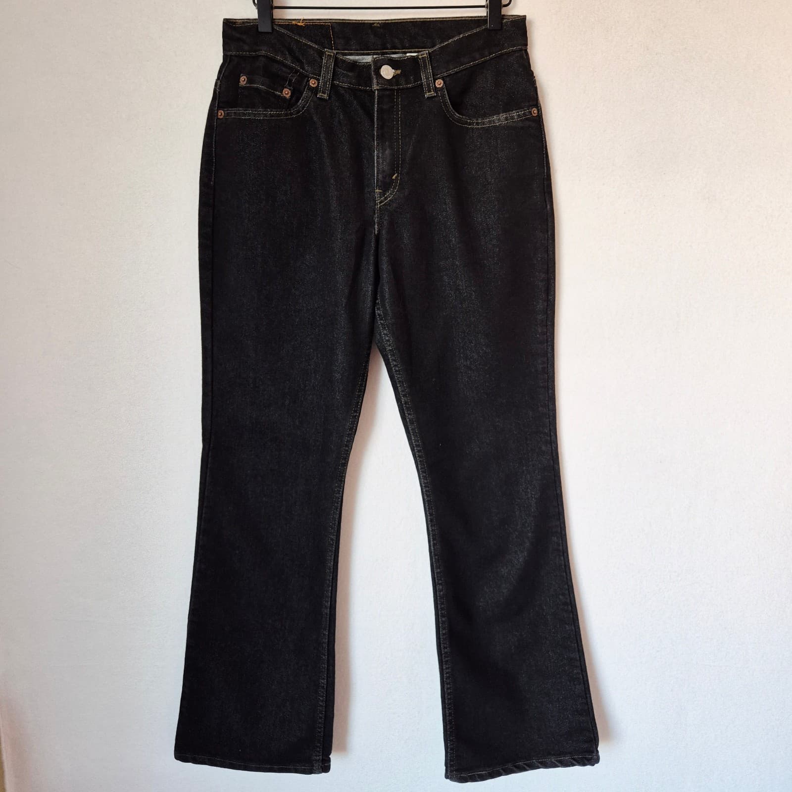 Vintage Y2K Levi's Made in USA 515 Boot Cut Lower Rise Jeans Zip Black Sz.6M MIS - Thumbnail 2