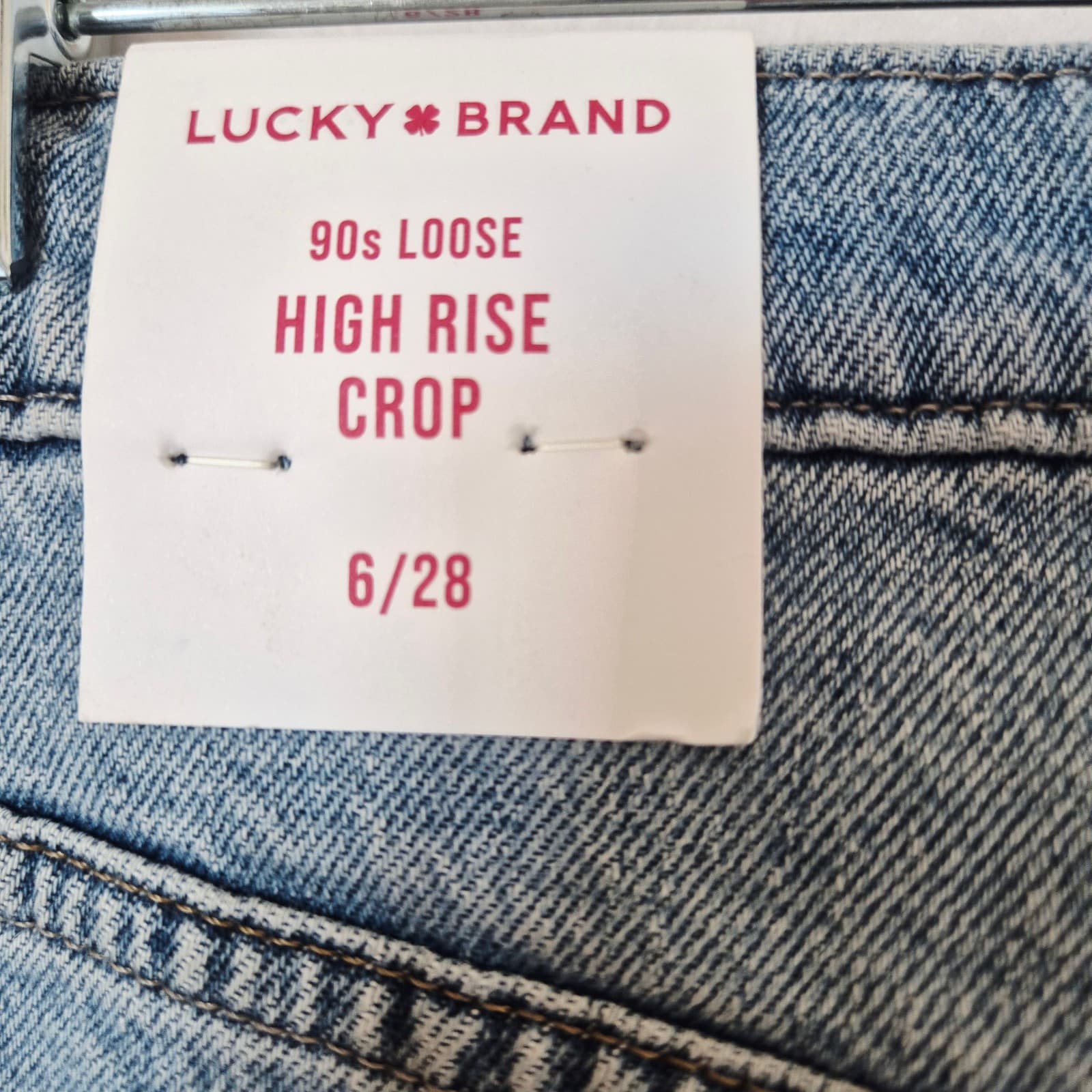 NWT Lucky Brand Floral Printed 90s Loose High Rise Crop Jeans Light-Blue Sz.6/28 - Thumbnail 6