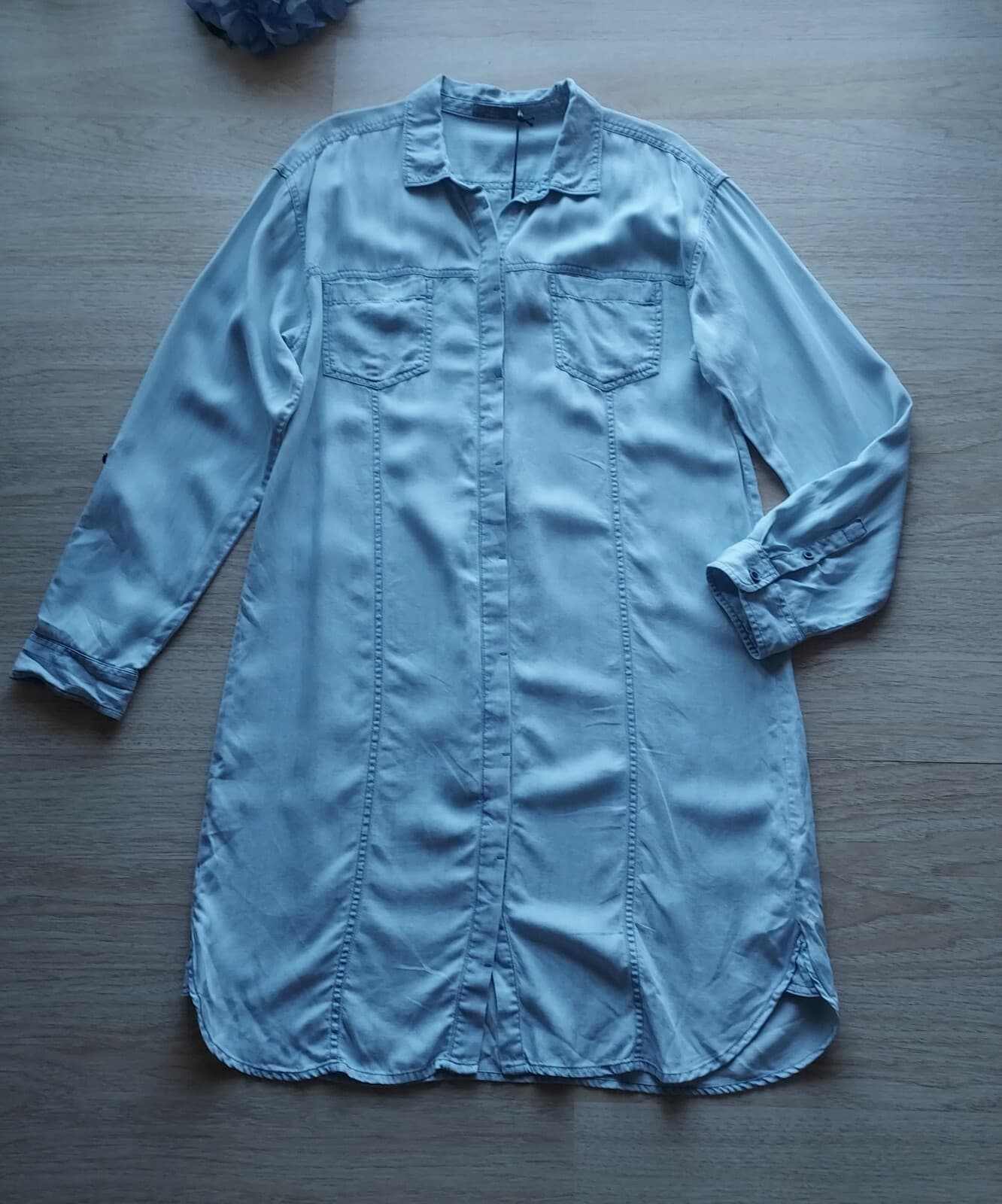NWT Prana Doryan Vintage Blue Chambray Shirt Dress Roll-Tap Sleeve Women XL $89 - Thumbnail 9