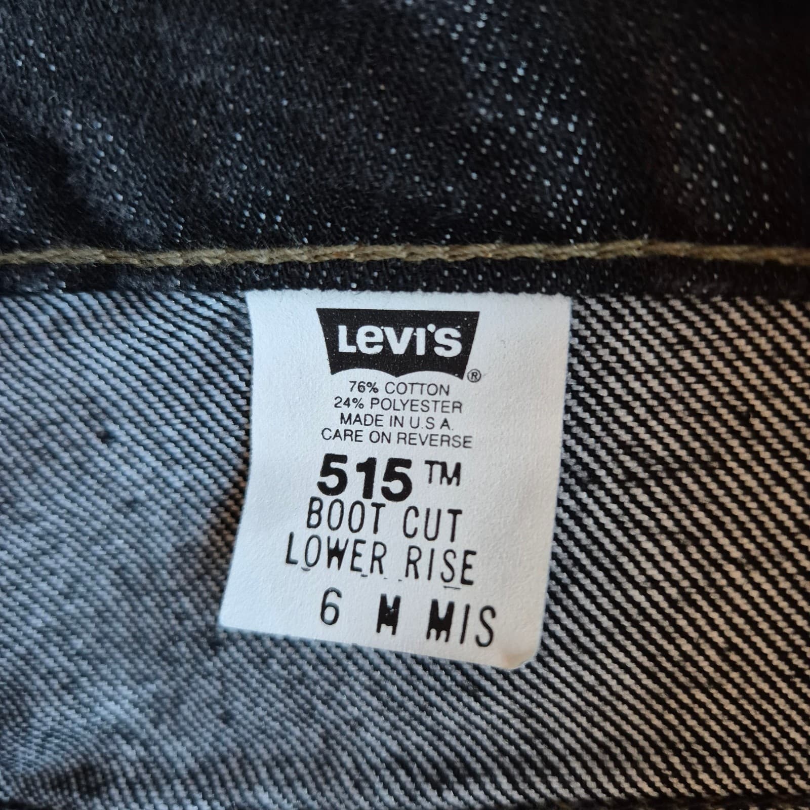 Vintage Y2K Levi's Made in USA 515 Boot Cut Lower Rise Jeans Zip Black Sz.6M MIS - Thumbnail 6