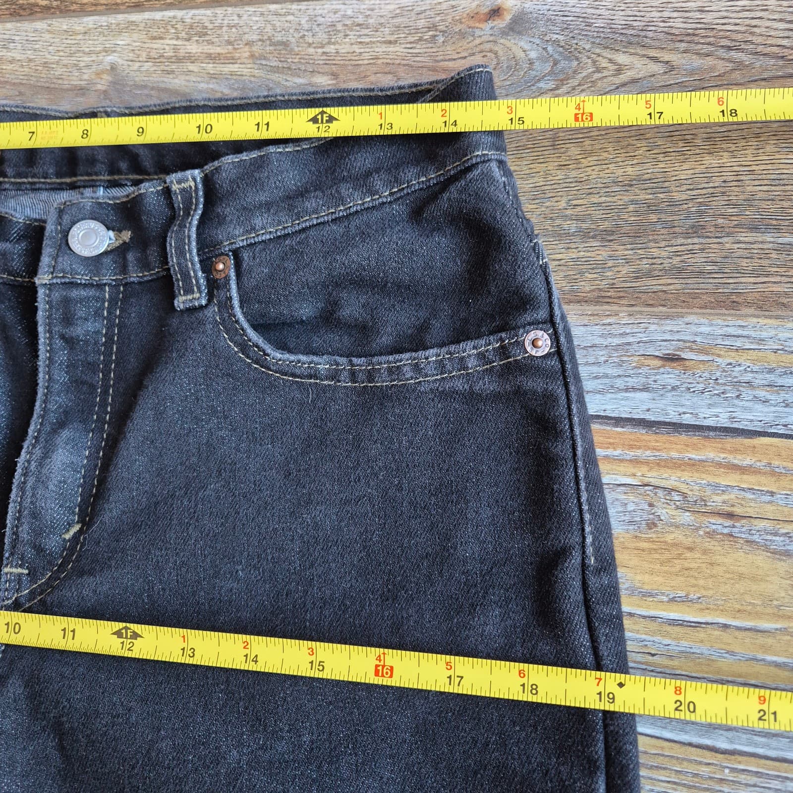 Vintage Y2K Levi's Made in USA 515 Boot Cut Lower Rise Jeans Zip Black Sz.6M MIS - Thumbnail 8