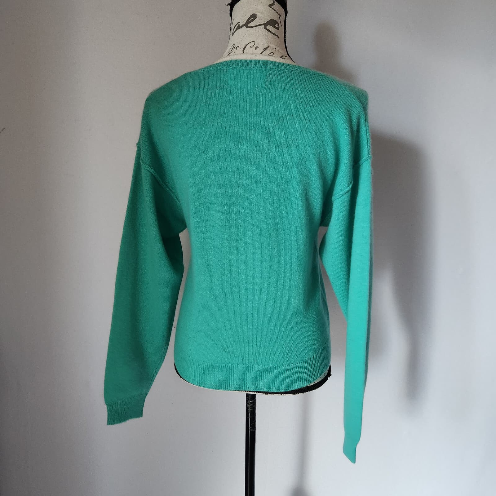 NWoT Absolut Cashmere V-Neck Sweater Pullover 100% Cashmere Green Women's S - Thumbnail 4