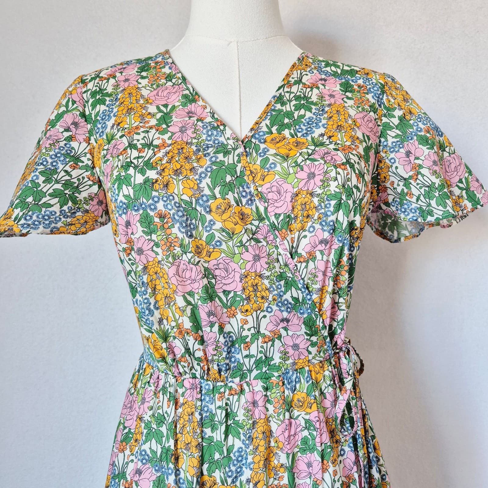 J.Crew x Liberty Faux-Wrap Midi Dress 100% Cotton Liberty Mini Floral Walk Sz.00 - Thumbnail 4