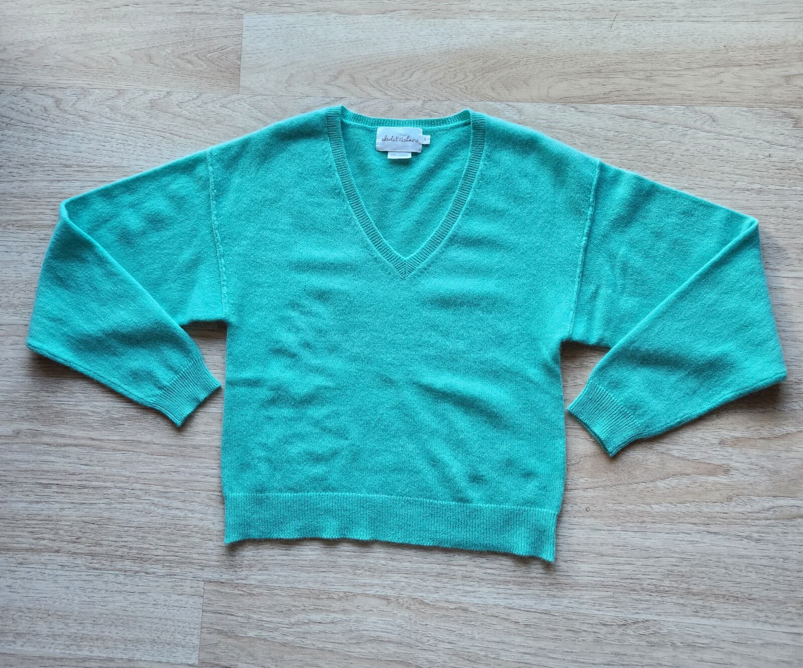 NWoT Absolut Cashmere V-Neck Sweater Pullover 100% Cashmere Green Women's S - Thumbnail 5