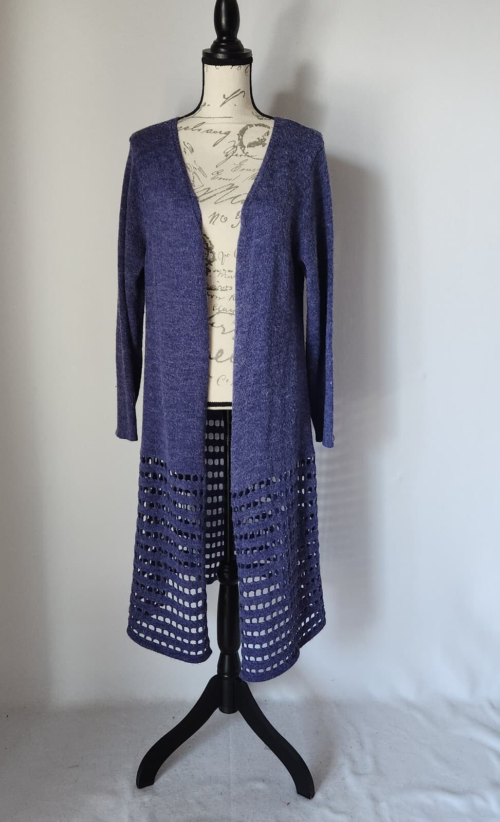 Soft Surroundings Long Duster Open Front Cardigan Acrylic Blue-Purple-ish Sz.PL - Thumbnail 2