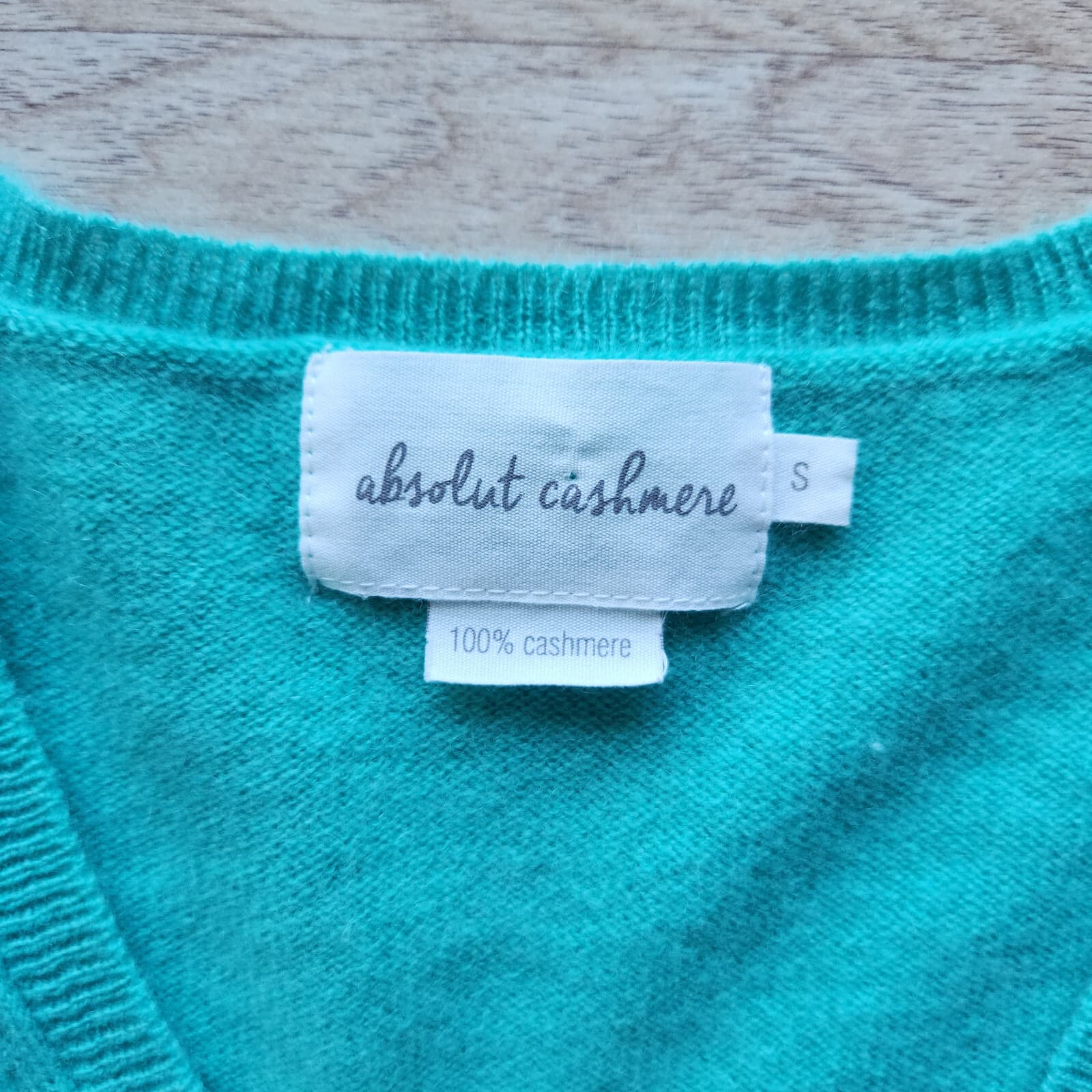 NWoT Absolut Cashmere V-Neck Sweater Pullover 100% Cashmere Green Women's S - Thumbnail 6