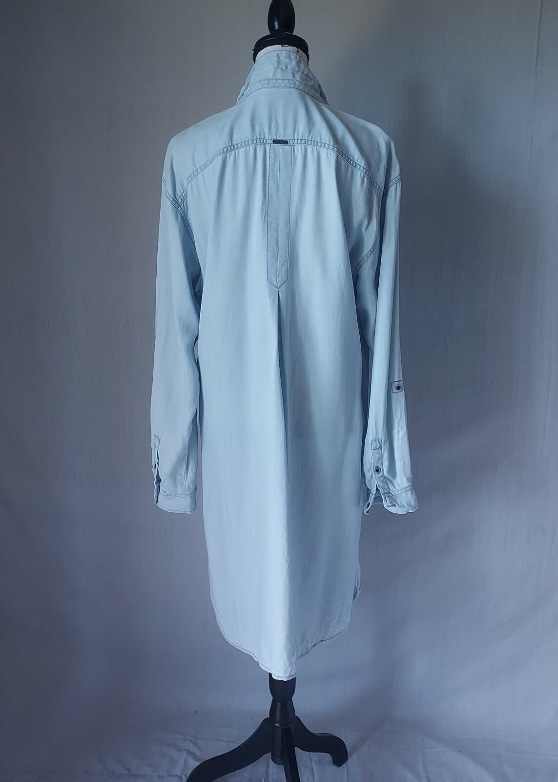 NWT Prana Doryan Vintage Blue Chambray Shirt Dress Roll-Tap Sleeve Women XL $89 - Thumbnail 7