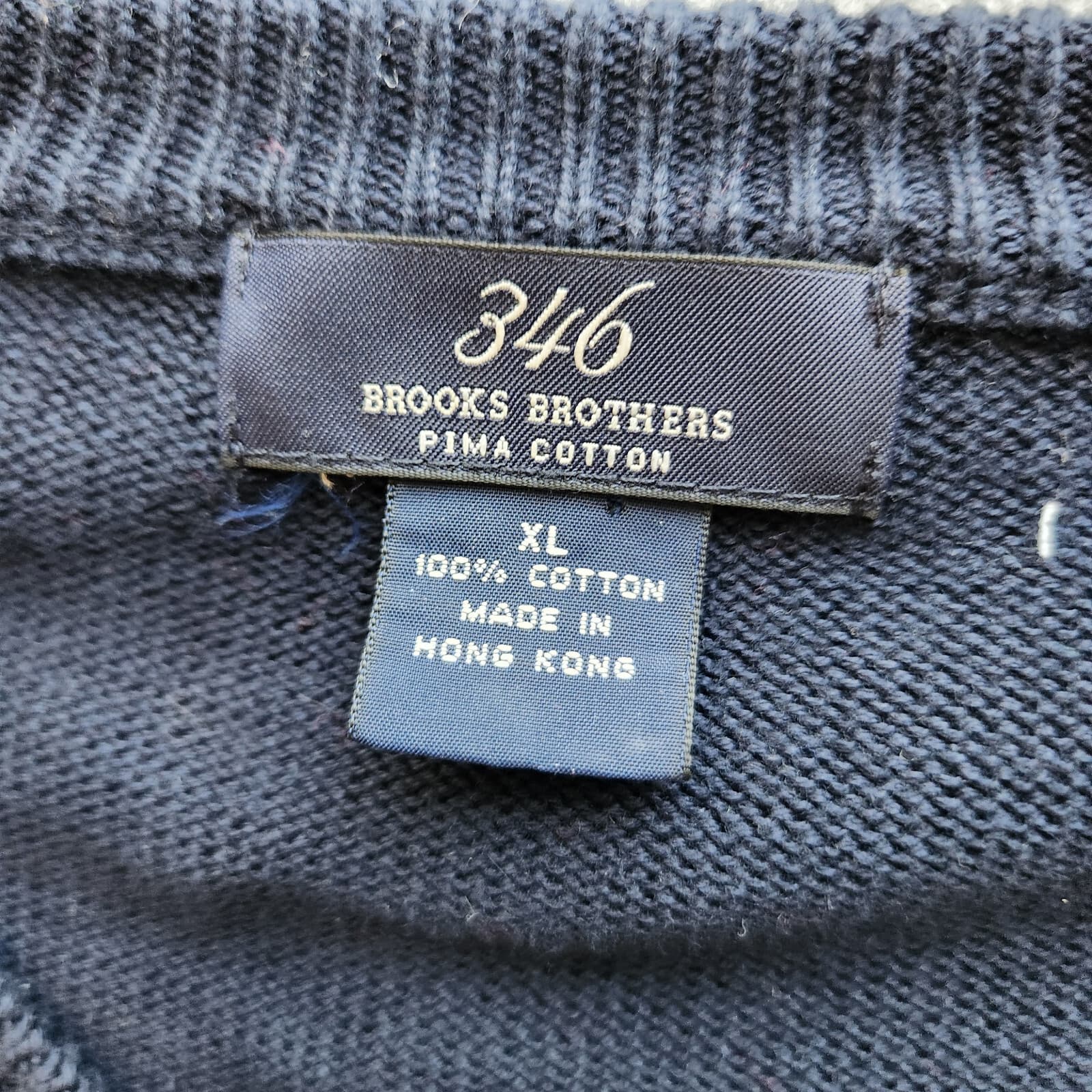 Vintage 346 Brooks Brothers Argyle Pima Cotton Sweater Crew Neck Blue Men's XL - Thumbnail 6