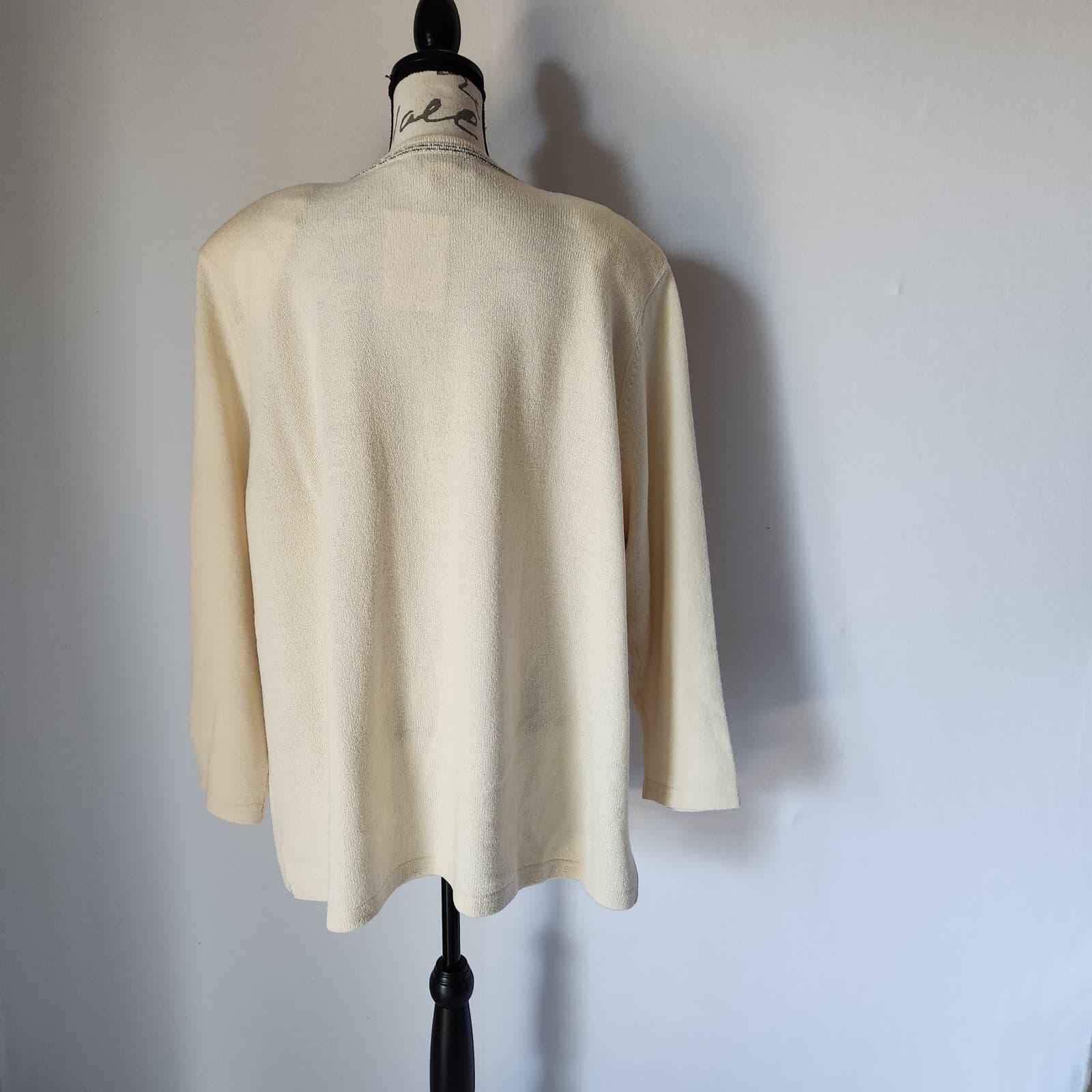 NWT Vintage Elana by Tanner Wool Blend Open Front Cardigan Ivory Women 3X - Thumbnail 5