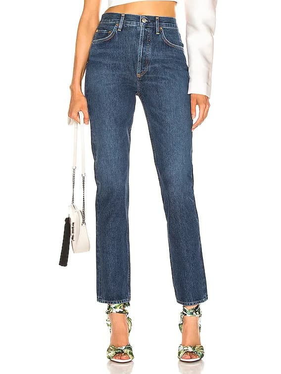 AGOLDE Remy High Rise Straight Leg Button-Fly Jeans 5-Pocket Wink Blue Womens 23 - Thumbnail 2