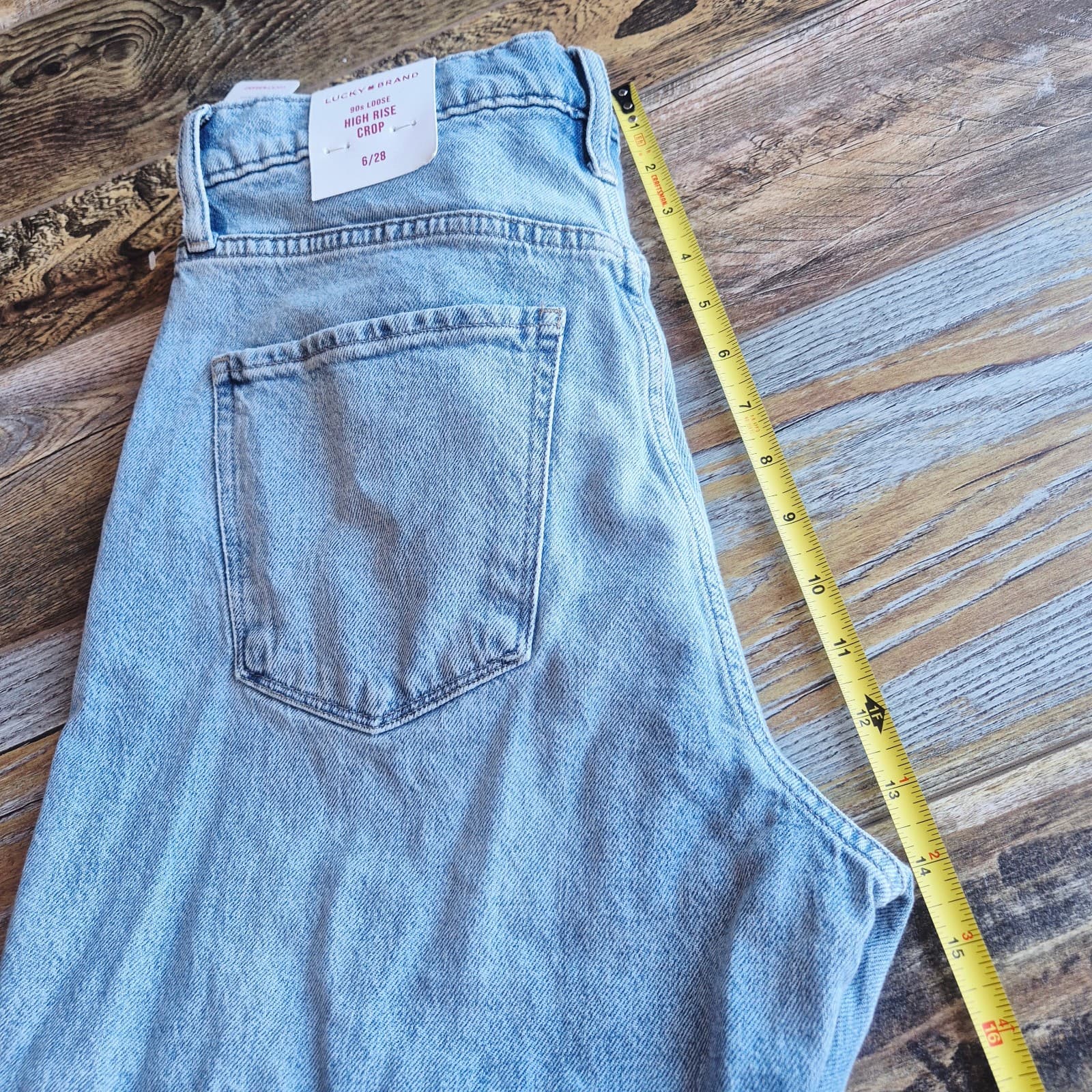 NWT Lucky Brand Floral Printed 90s Loose High Rise Crop Jeans Light-Blue Sz.6/28 - Thumbnail 13