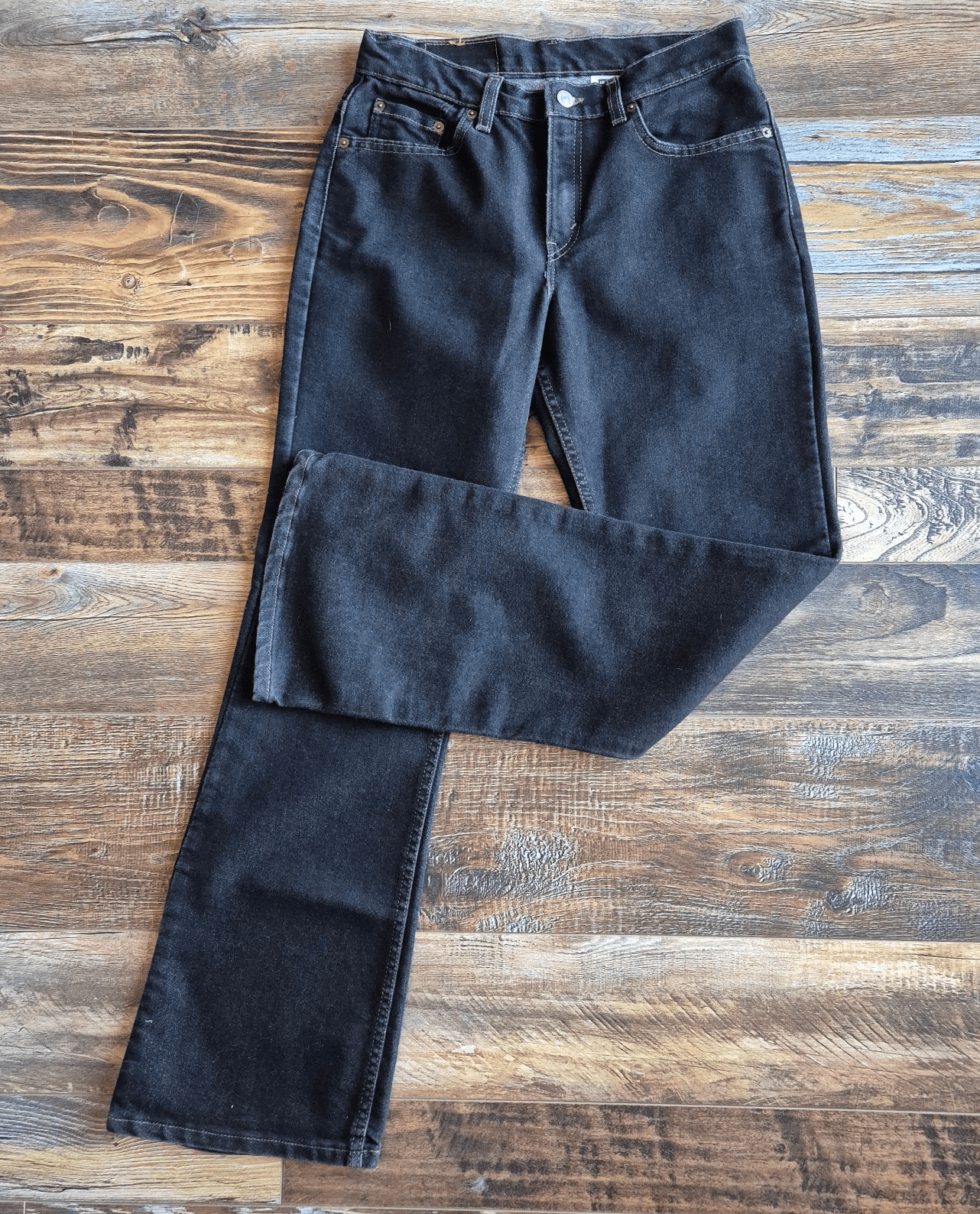 Vintage Y2K Levi's Made in USA 515 Boot Cut Lower Rise Jeans Zip Black Sz.6M MIS