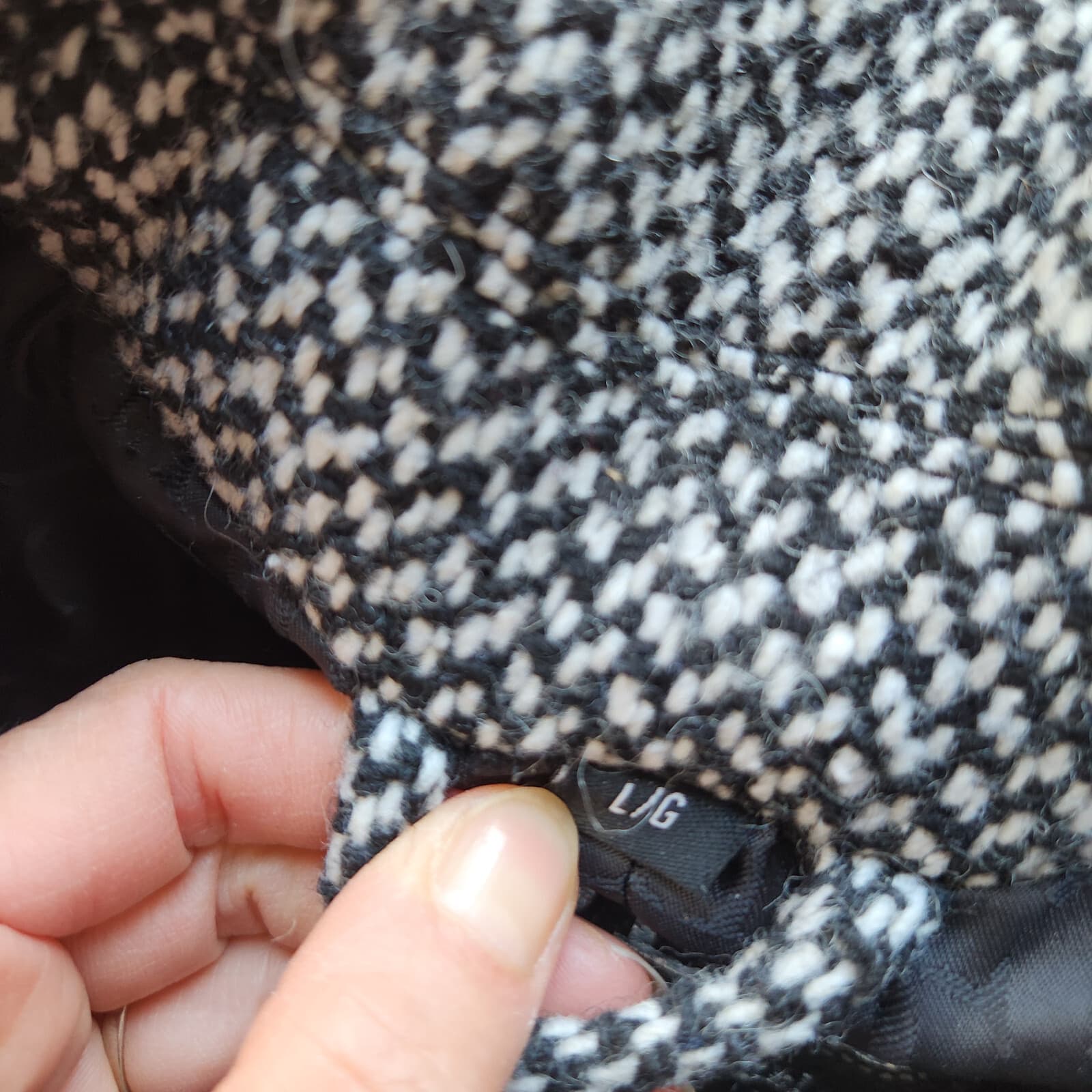 Vintage GUESS Los Angeles 1981 Wool Blend Tweed Double-Breasted Pea Coat Black L - Thumbnail 12