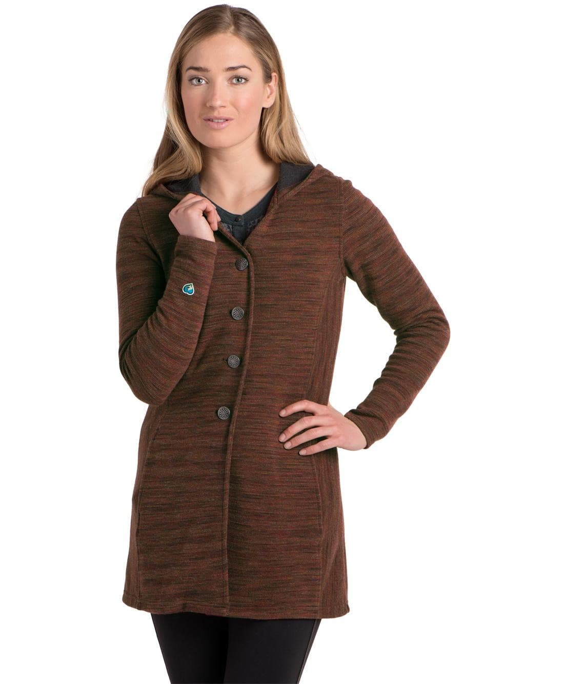 Kuhl Isla Wool Blend Hoodie Long Cardigan Jacket Pocket Burnt Sierra Women's S - Thumbnail 5
