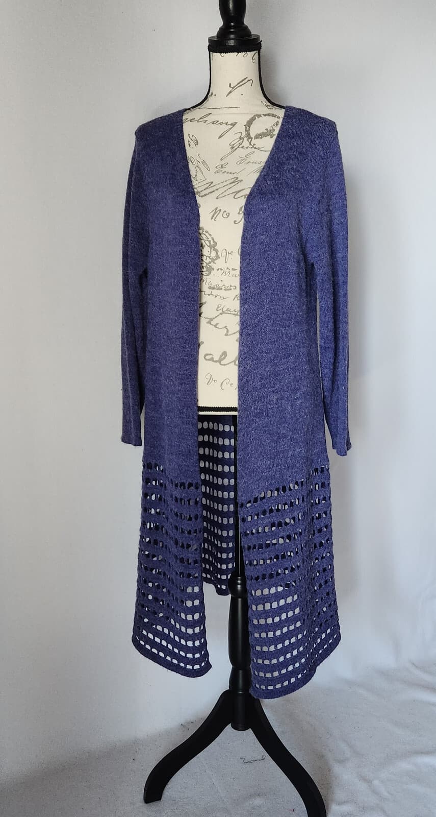 Soft Surroundings Long Duster Open Front Cardigan Acrylic Blue-Purple-ish Sz.PL - Thumbnail 3