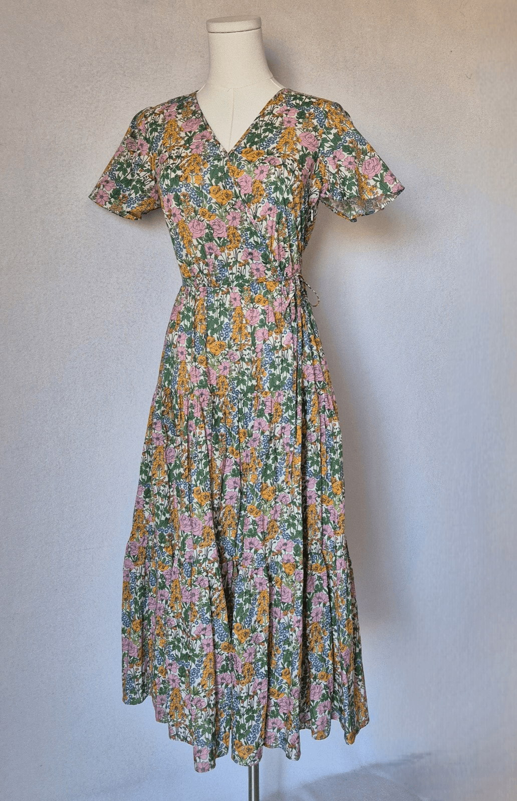 J.Crew x Liberty Faux-Wrap Midi Dress 100% Cotton Liberty Mini Floral Walk Sz.00 - Thumbnail 5