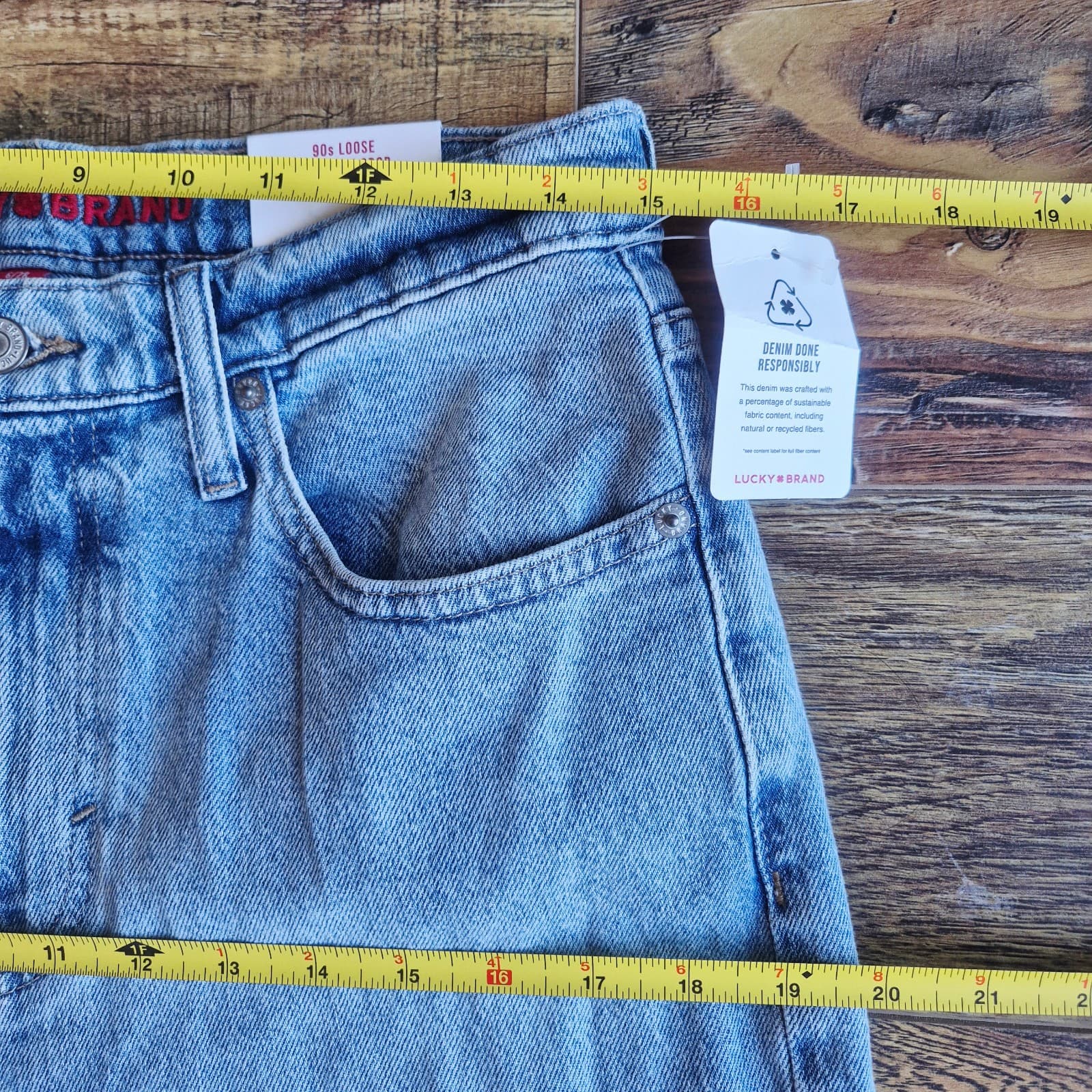 NWT Lucky Brand Floral Printed 90s Loose High Rise Crop Jeans Light-Blue Sz.6/28 - Thumbnail 11