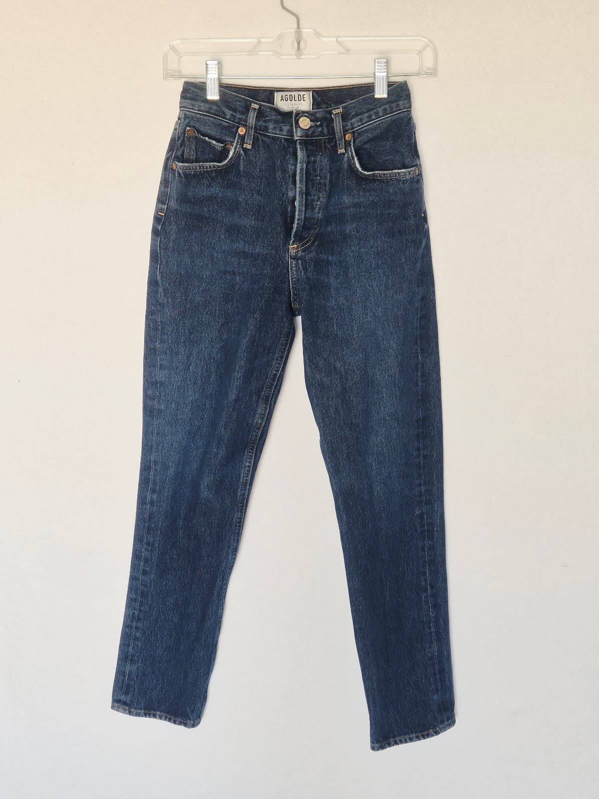 AGOLDE Remy High Rise Straight Leg Button-Fly Jeans 5-Pocket Wink Blue Womens 23 - Thumbnail 3