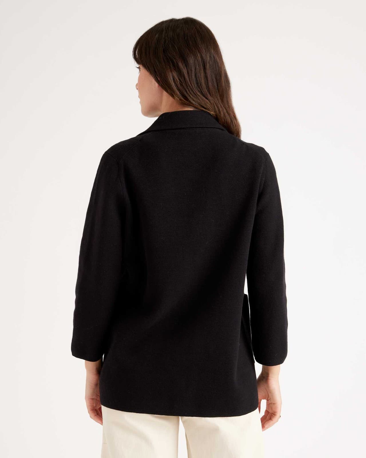 Quince 100% Organic Cotton Knit Blazer Open-Front Pocket Black Women's M - Thumbnail 10