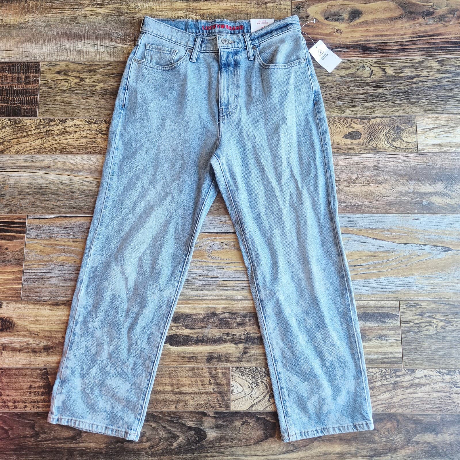 NWT Lucky Brand Floral Printed 90s Loose High Rise Crop Jeans Light-Blue Sz.6/28 - Thumbnail 7