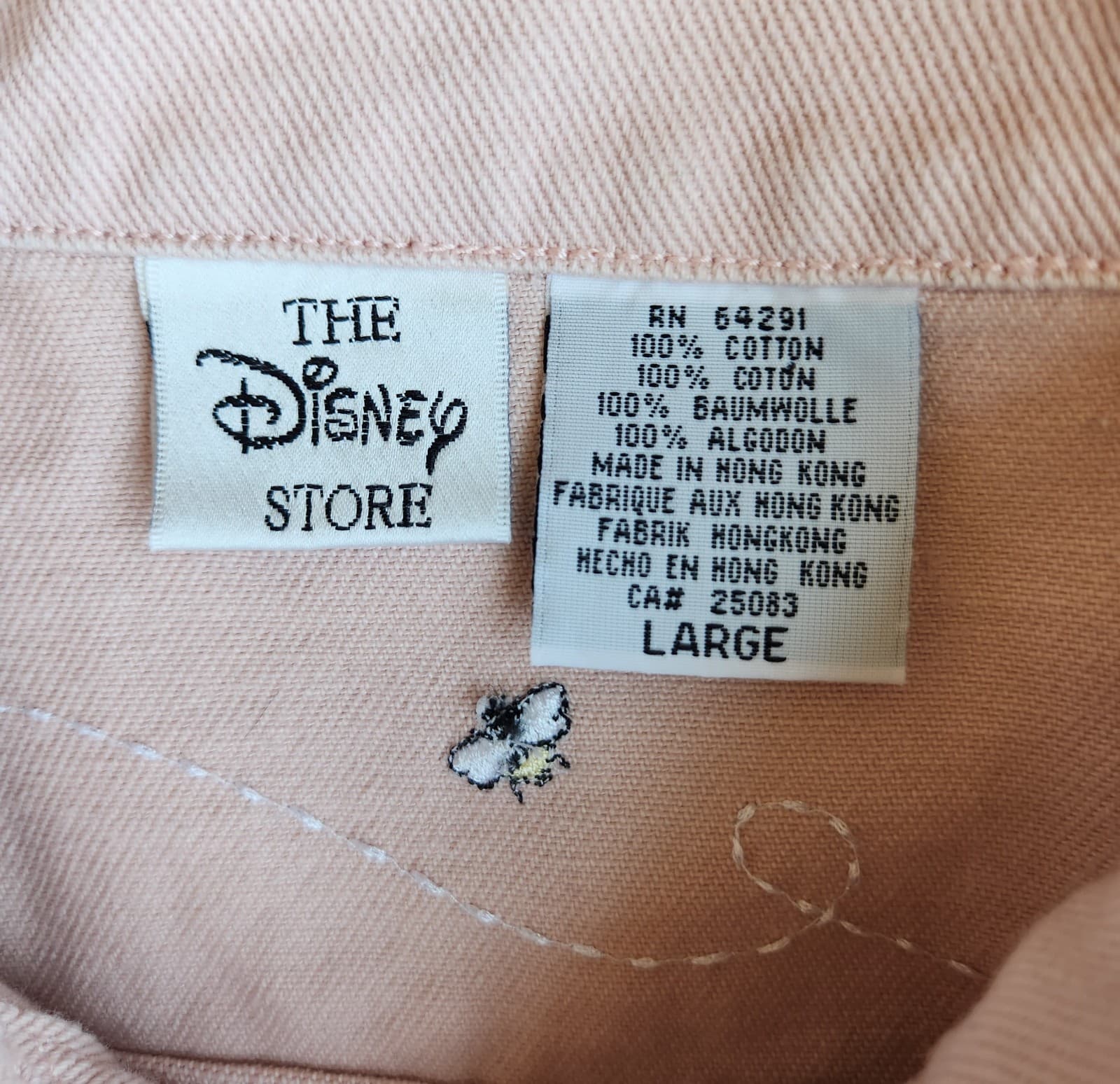 Vintage The Disney Store Winnie The Pooh Embroidered Denim Crop Jacket Pink Sz.L - Thumbnail 9