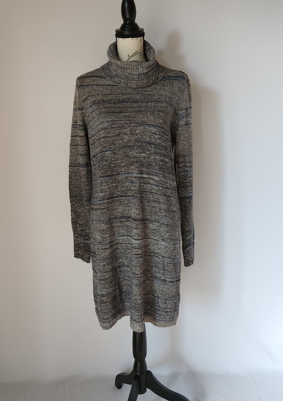 NWT Aventura Analeigh Sweater Dress Turtle Neck Cotton Blend Ash-Grey Women L - Thumbnail 4