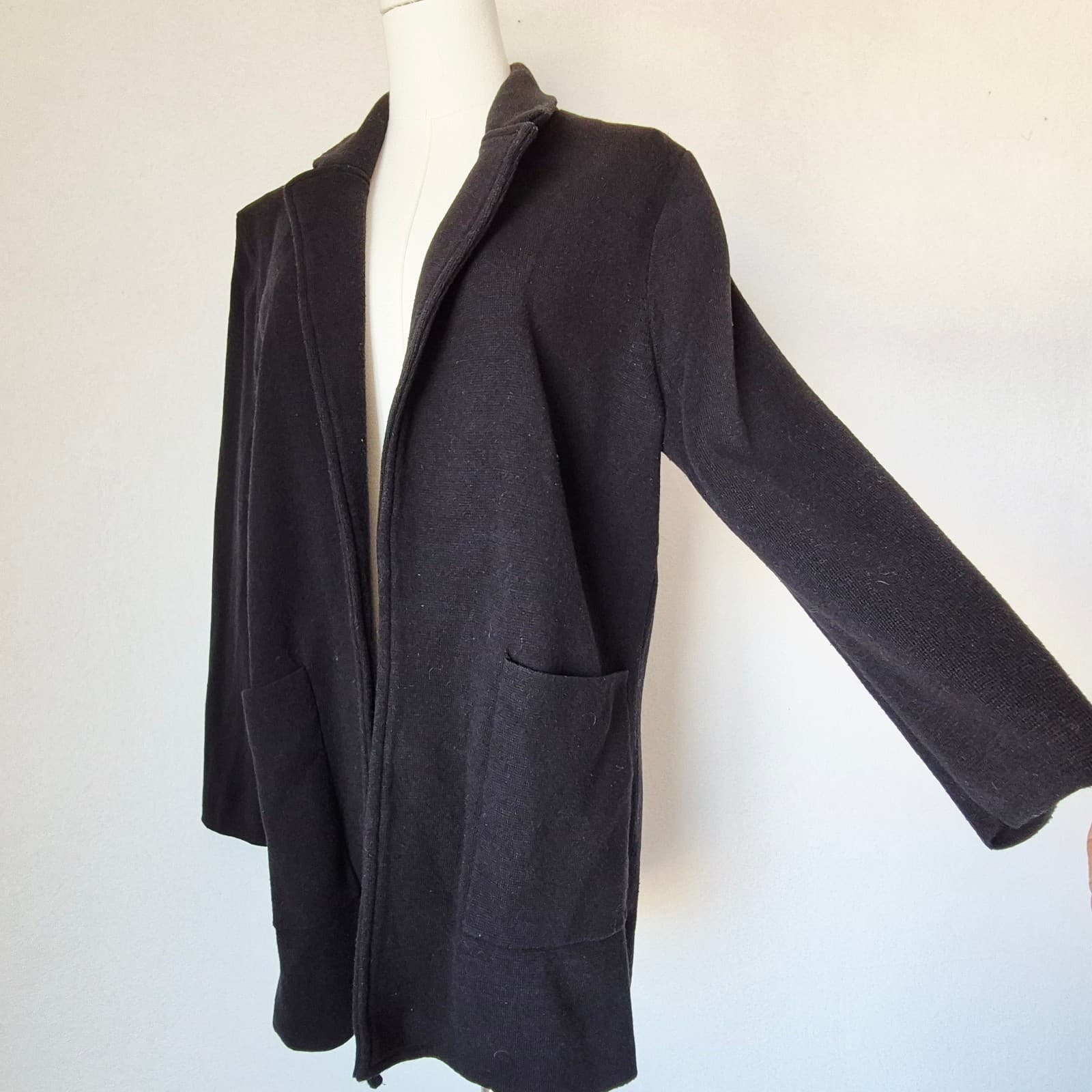 Quince 100% Organic Cotton Knit Blazer Open-Front Pocket Black Women's M - Thumbnail 7