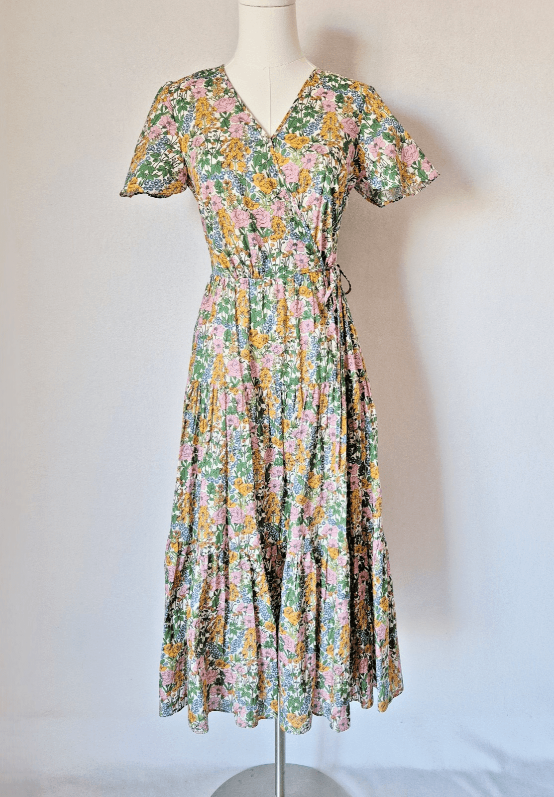 J.Crew x Liberty Faux-Wrap Midi Dress 100% Cotton Liberty Mini Floral Walk Sz.00 - Thumbnail 2