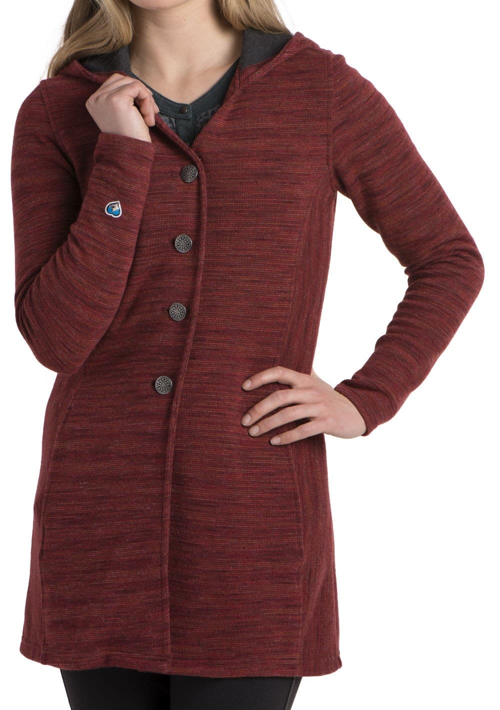 Kuhl Isla Wool Blend Hoodie Long Cardigan Jacket Pocket Burnt Sierra Women's S - Thumbnail 2