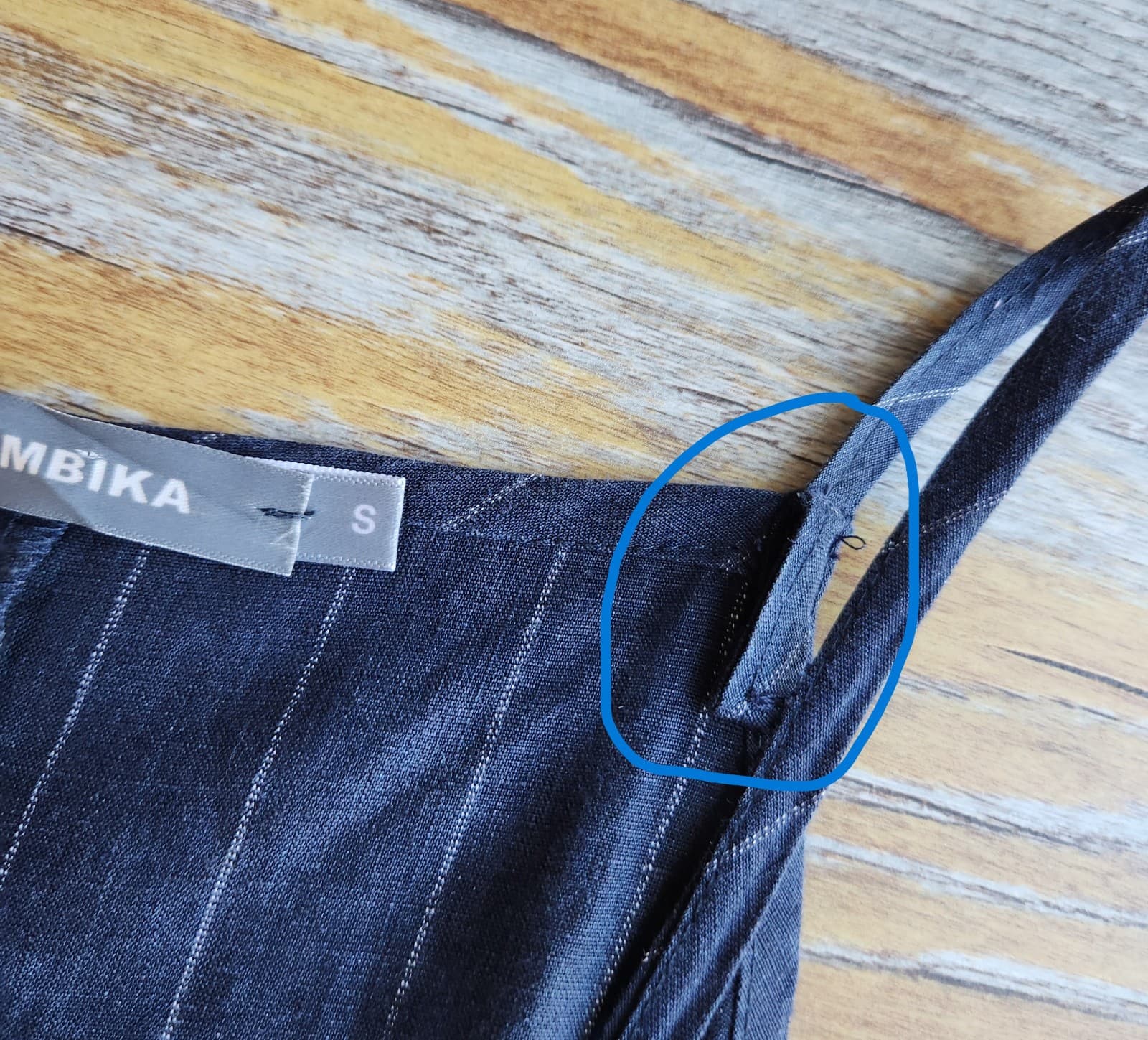 ALEMBIKA Linen Pinstripe Wide Leg Capri Jumpsuit Tie-Waist Pocket Navy Blue Sz.S - Thumbnail 11