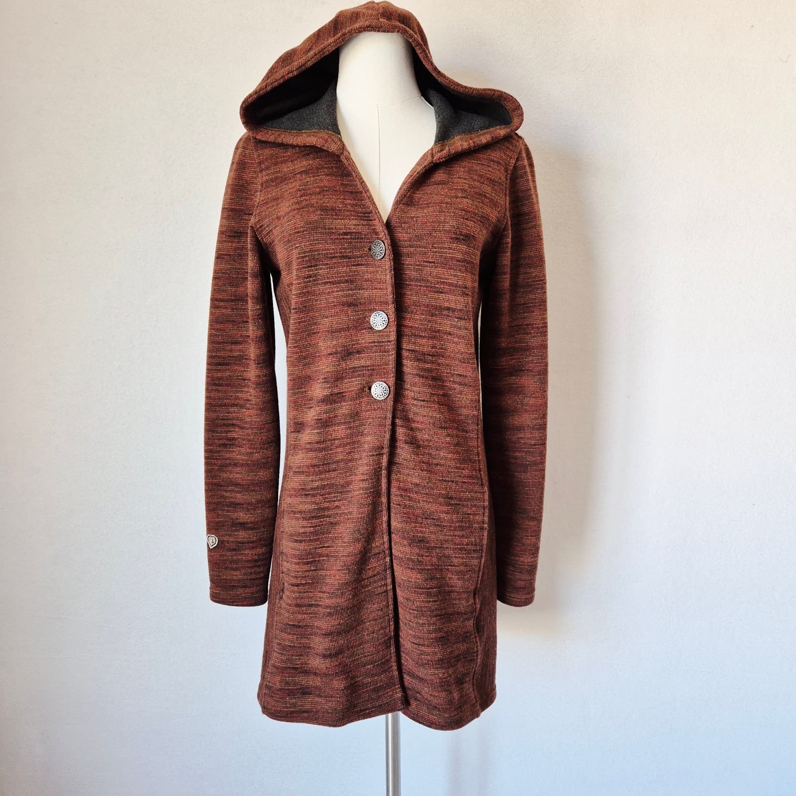 Kuhl Isla Wool Blend Hoodie Long Cardigan Jacket Pocket Burnt Sierra Women's S - Thumbnail 3