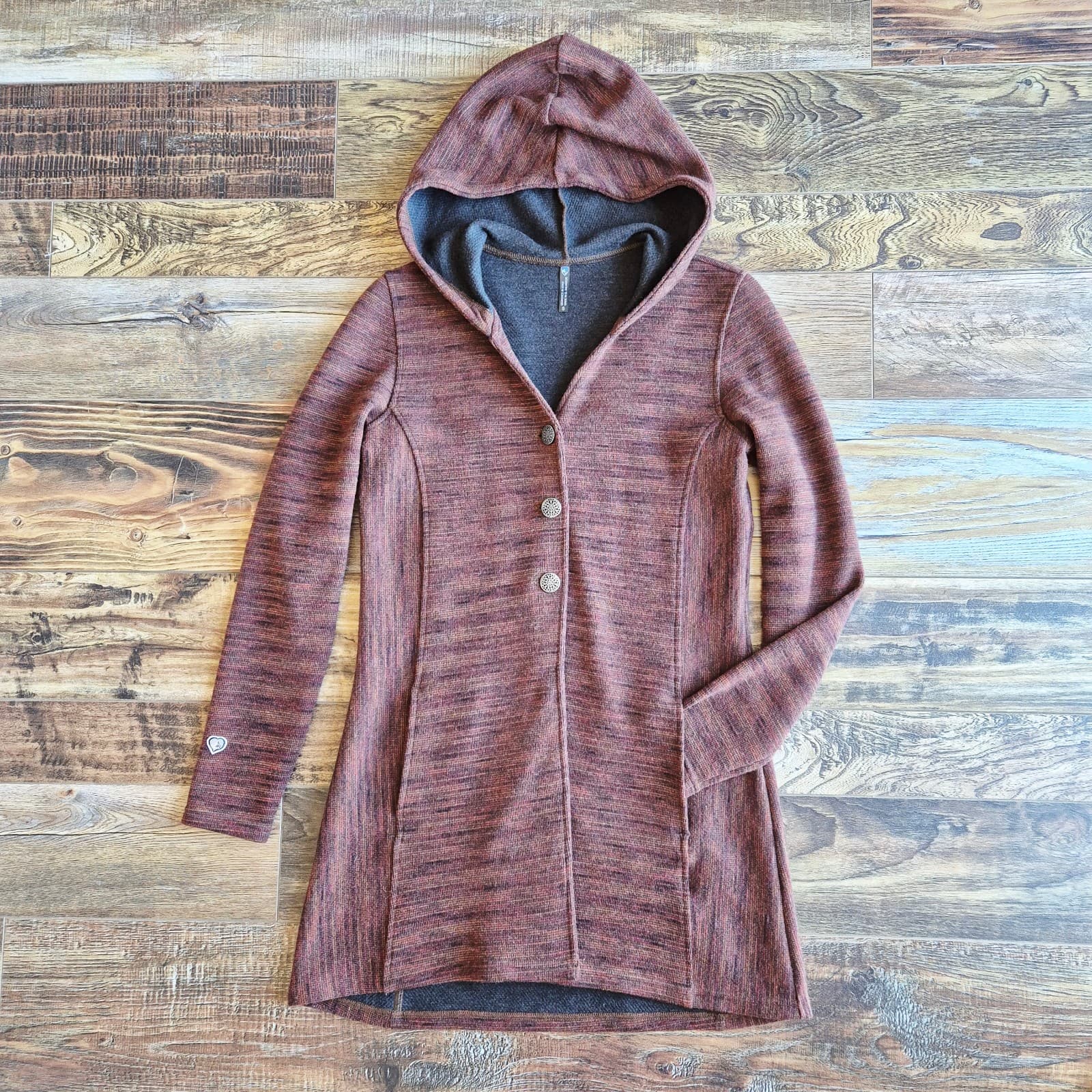 Kuhl Isla Wool Blend Hoodie Long Cardigan Jacket Pocket Burnt Sierra Women's S - Thumbnail 4