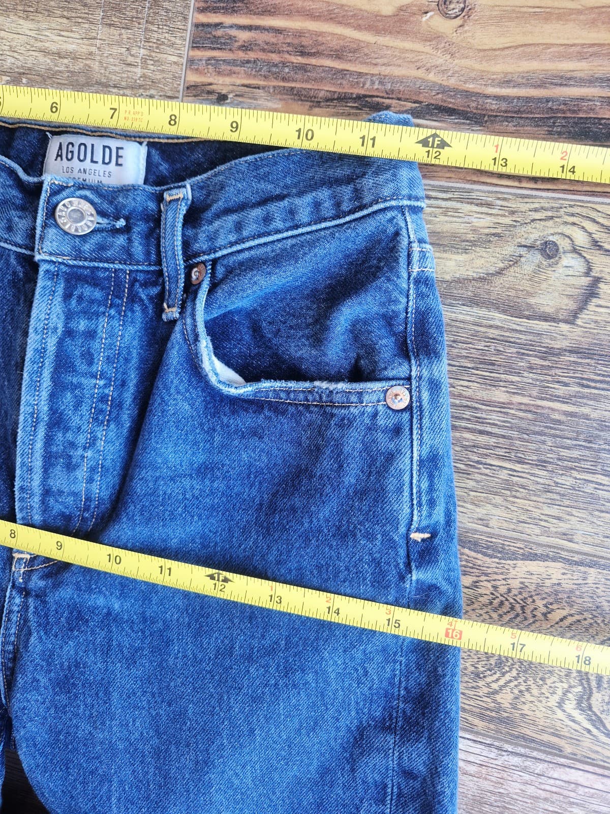 AGOLDE Remy High Rise Straight Leg Button-Fly Jeans 5-Pocket Wink Blue Womens 23 - Thumbnail 11