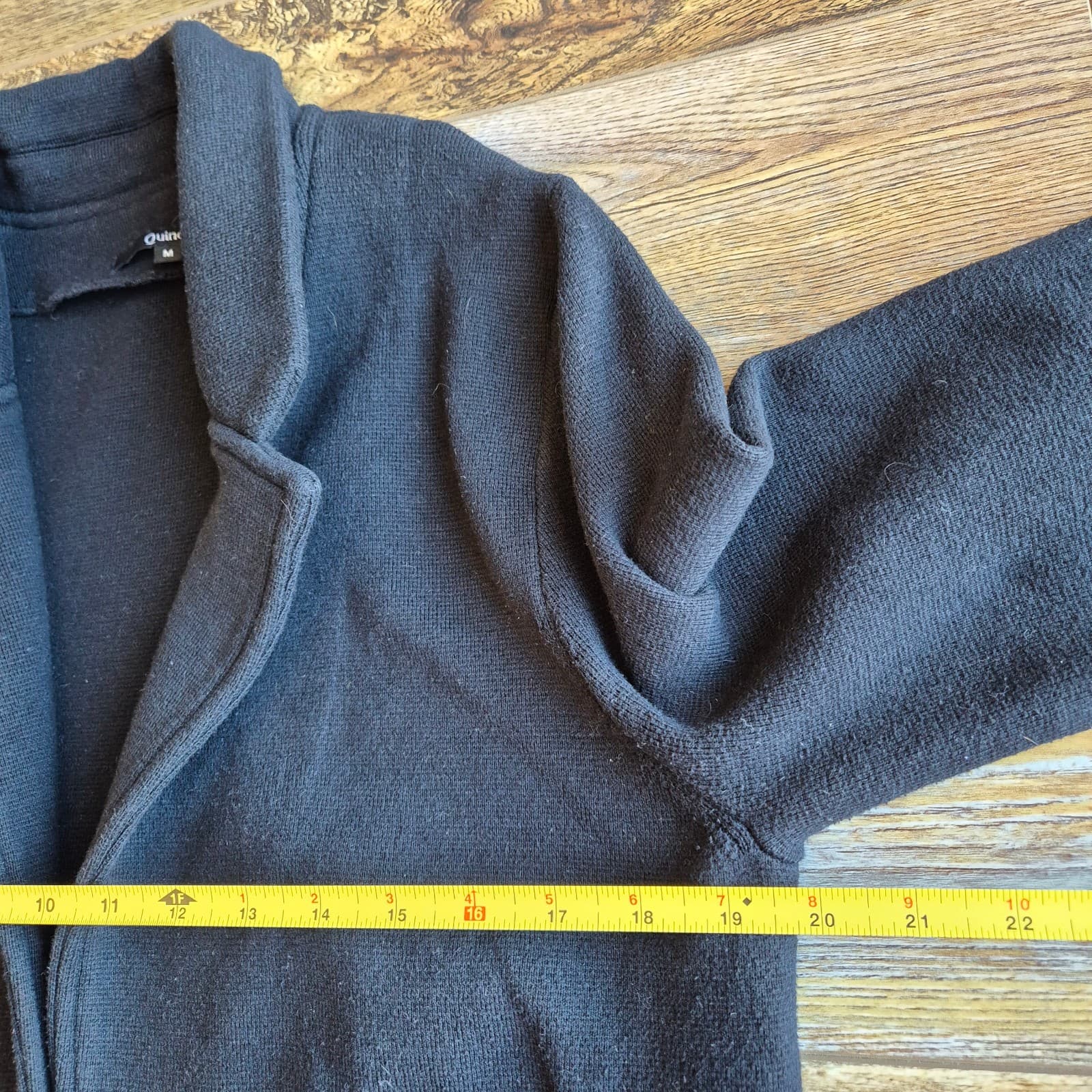 Quince 100% Organic Cotton Knit Blazer Open-Front Pocket Black Women's M - Thumbnail 14