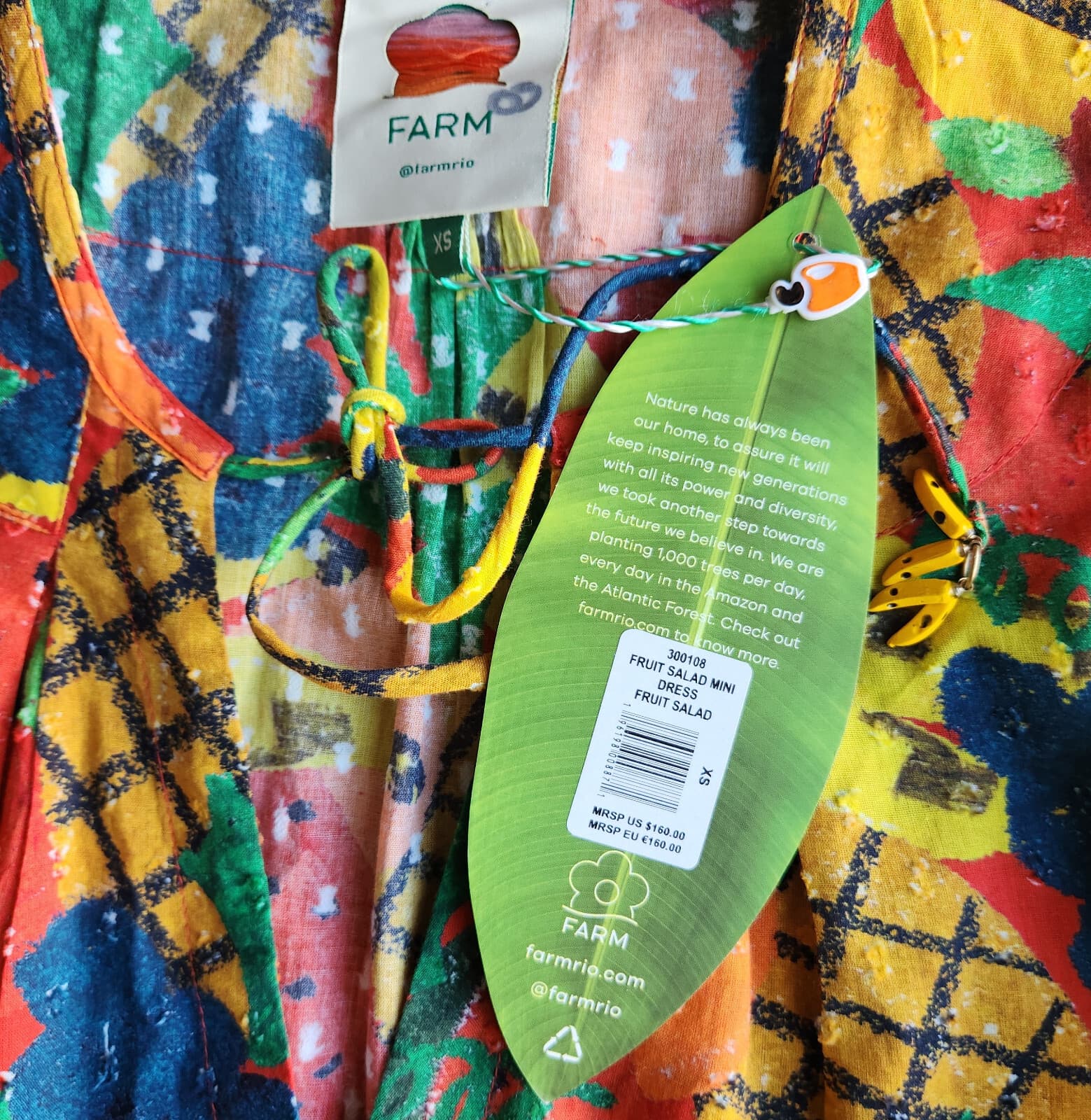 NEW Farm Rio $160 Fruit Salad Boho Mini Dress Tassel Long Sleeve Multicolor XS - Thumbnail 14