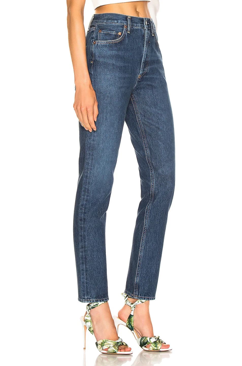 AGOLDE Remy High Rise Straight Leg Button-Fly Jeans 5-Pocket Wink Blue Womens 23 - Thumbnail 4